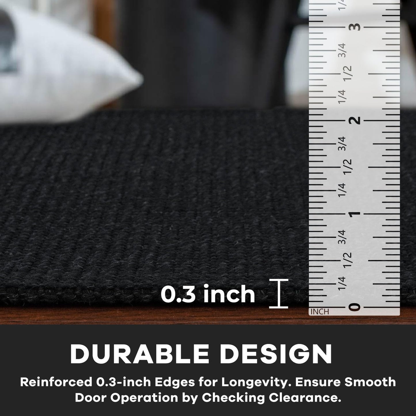 KOZYFLY Washable Entryway Rug 3x5 Ft Area Rugs Cotton Rubber Backed Throw Rugs Indoor Door Mat Kitchen Rugs Braided Floor Carpet for Front Entrance Kitchen Living Room, Black