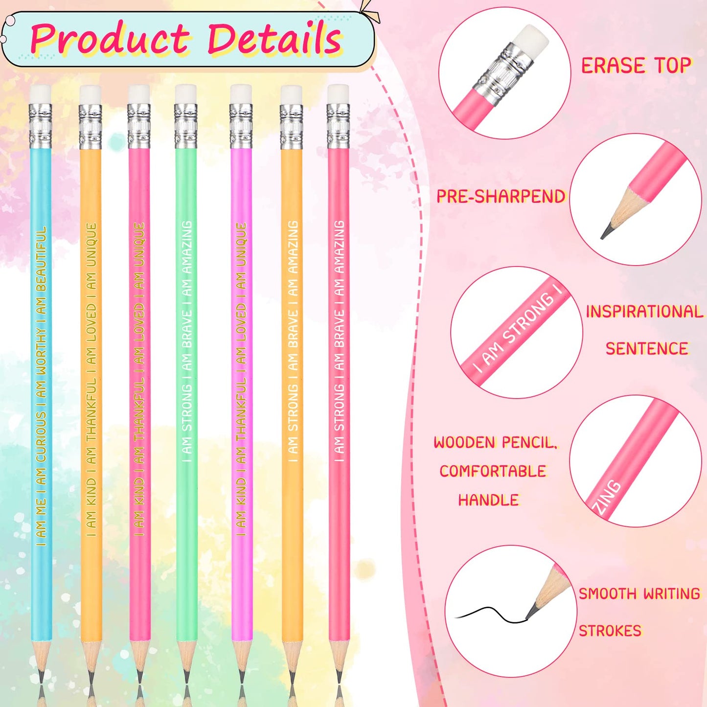 Fumete 240 Pcs Inspirational Pencils for Students Bulk Pre Sharpened Pencils Assorted Pastel Classroom Motivational Quote with Eraser #2 HB Class Gifts Teacher Awards for Graduation Party Favor