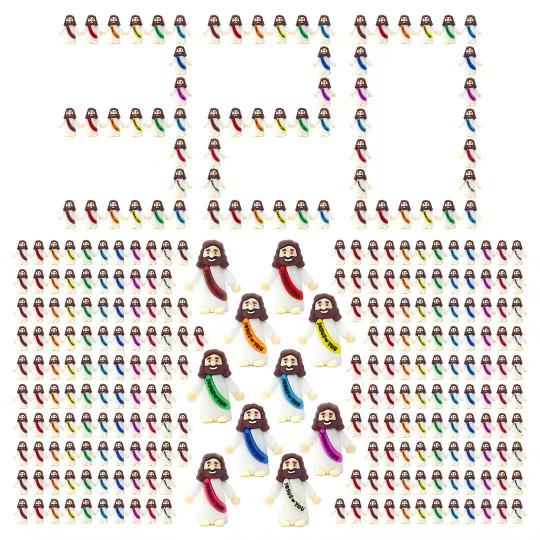 XMCHJY 320-Piece Mini Jesus Figurine in Bulk Pocket Jesus Loves You Religious Party Gifts Sunday School Baptism Presents Easter Egg Stuffing