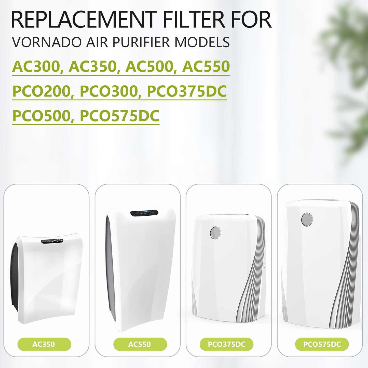 MD1-0022 Air Purifier Filter for Vornado AC300/AC350/AC500/AC550 & PCO200/PCO300/PCO375DC/PCO500 Series | Includes 2x Filters + 4x Activated Carbon Filters