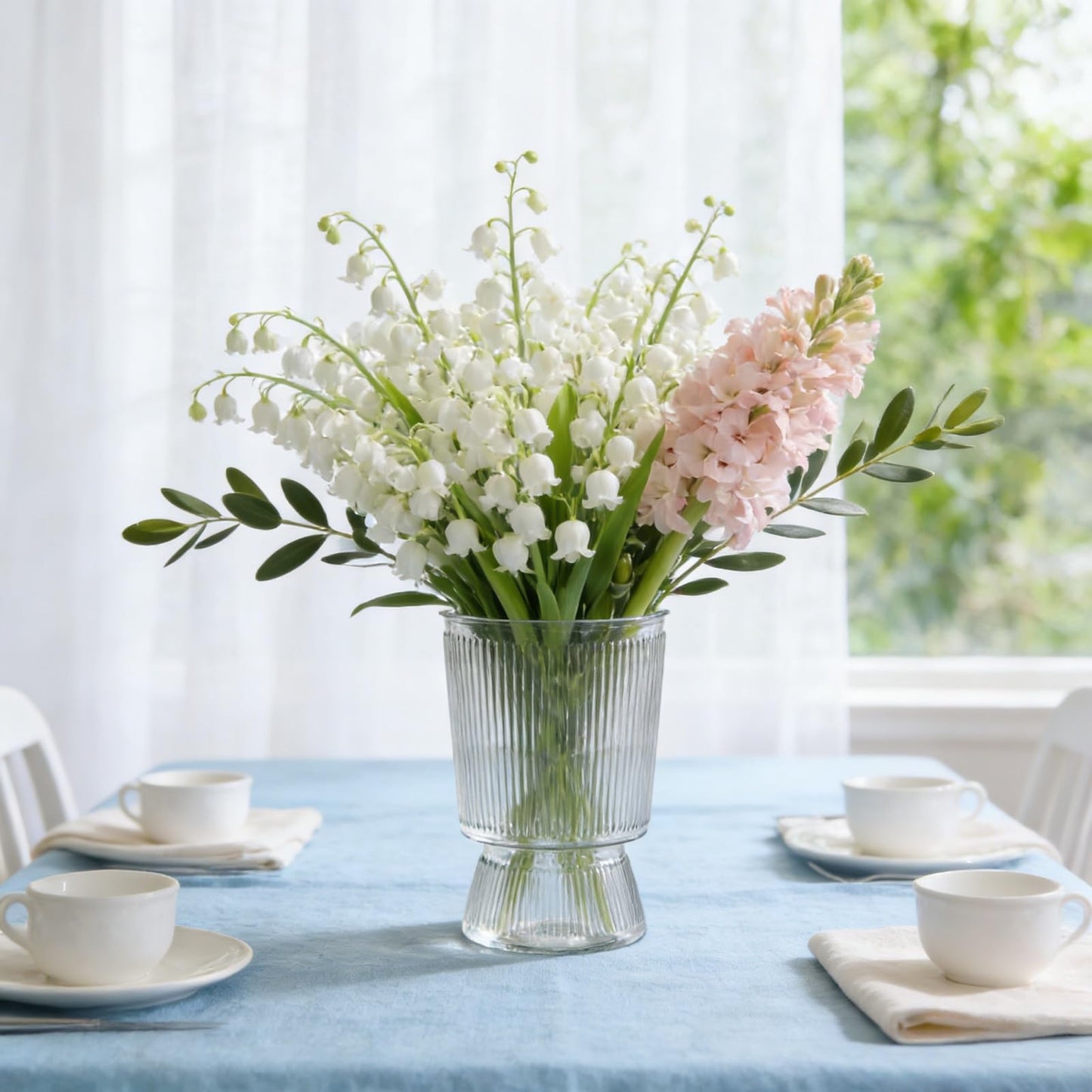 Tlence 12 Pack Clear Plastic Flower Vases, 6.3" Small Ribbed Fluted Glass-Like Vase, Decorative Modern Ripple Hydroponic Plant Vase with Base for Table Centerpieces Home Decor Wedding Decoration
