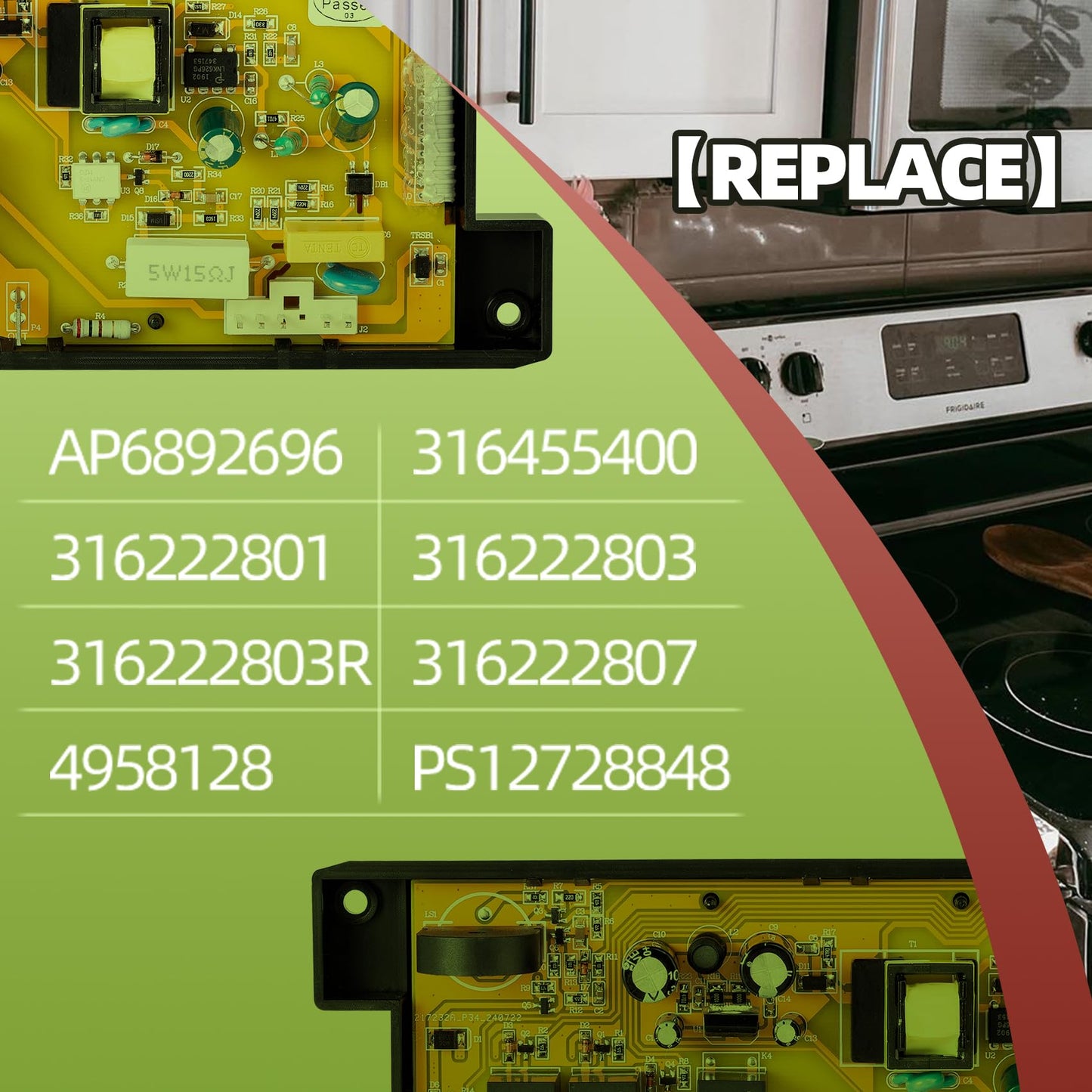 5304518660 316455400 316222801 Range Oven Stove Clock Timer Control Board Replacement Part Compatible for Frigidaire Electrolux Kenmore Electric Range, 7 Button