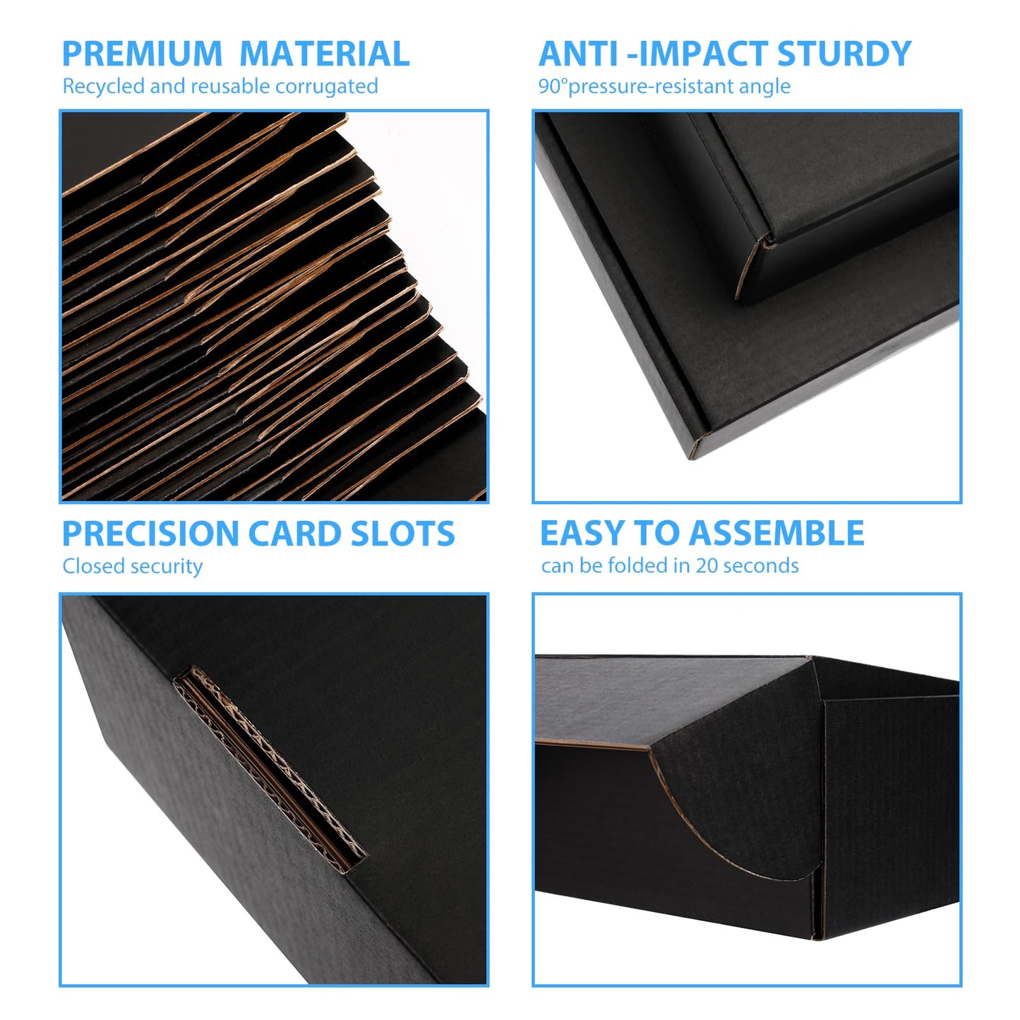 DUZCLI Small Shipping Boxes 10x4x4 Inches – Black Corrugated Cardboard Boxes (20-Pack) for Mailing, Packing, Small Business & Gift Packaging - Recyclable & Sturdy