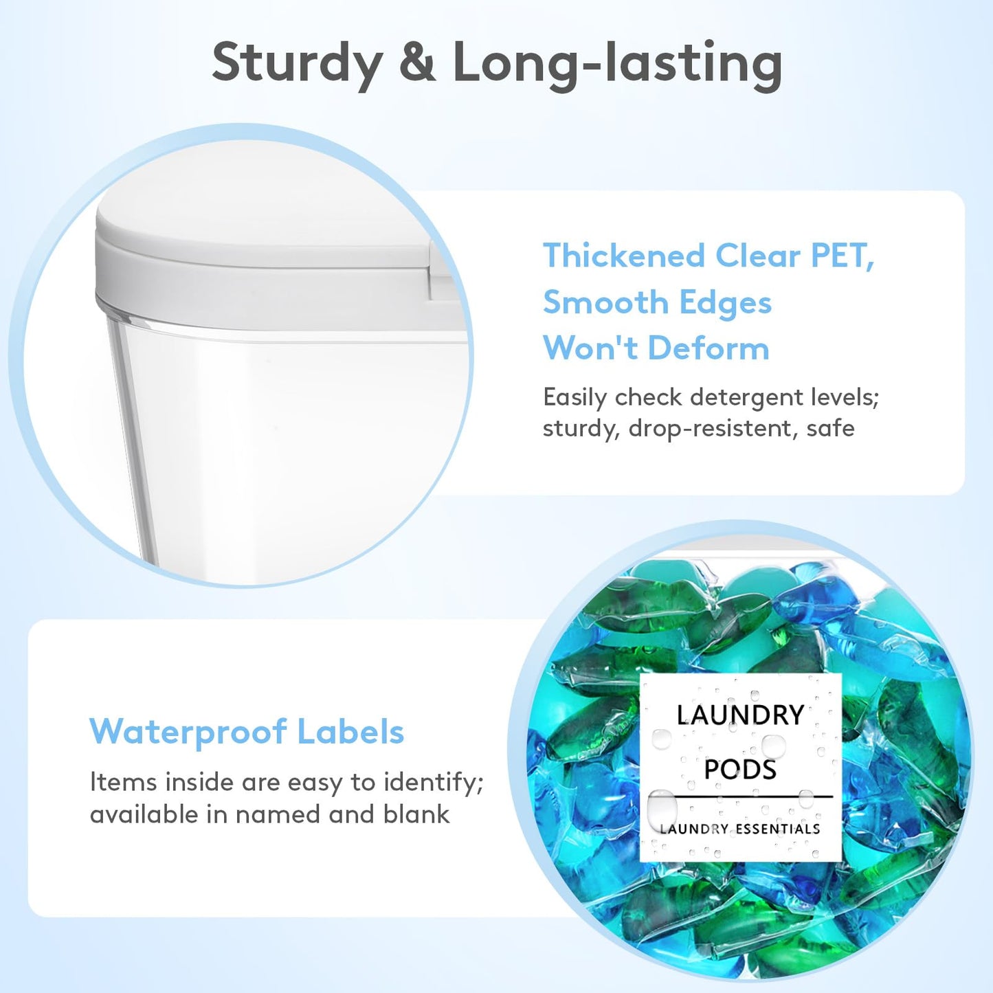 Lifewit Laundry Pods Container with Pop-up Lid, Laundry Room Organization, Dryer Sheet Holder for Washing Powder Scent Booster Beads, 2700 +4500ml/0.72+1.2gal,4 Pcs