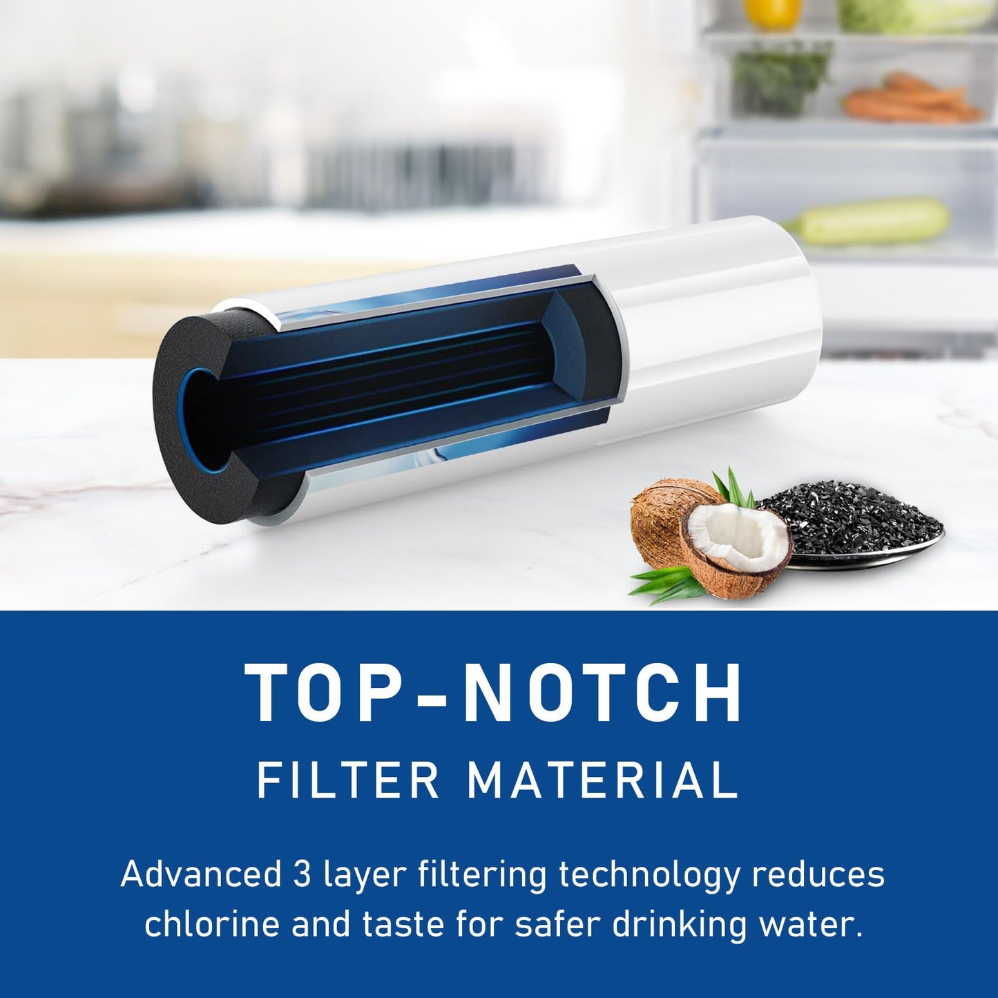 PERCOLA KAD4RXD1 Water Filter Replacement, Compatible with KitchenAid KAD4RXD1, KitchenAid KRFC300ESS, KBFS20EVWH, KBFS25EWMS, KFCO22EVBL, KFCP22EXMP, KFCS22EVMS, KFIS20XVMS, KFXS25RYMS (3 Pack)