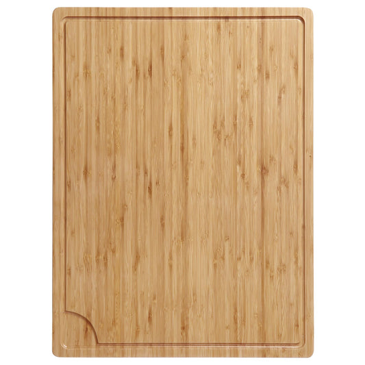 24" Large Bamboo Cutting Boards for Kitchen, Wood Stovetop Cover, Extra Large Wood Cutting Board with Deep Juice Groove and Handle, Heavy Duty Chopping board