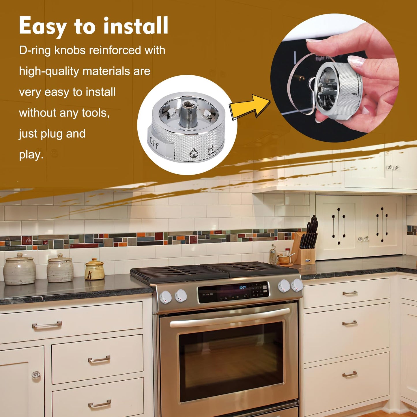 New Upgraded W11030413 Stove Control knob fit for Whirlpool KitchenAid Stove knobs, w11030413 knob Replace W10643306 W10786063 W11027434 4461624 AP6038805 PS11770322 EAP11770322 knob (5 Packs)