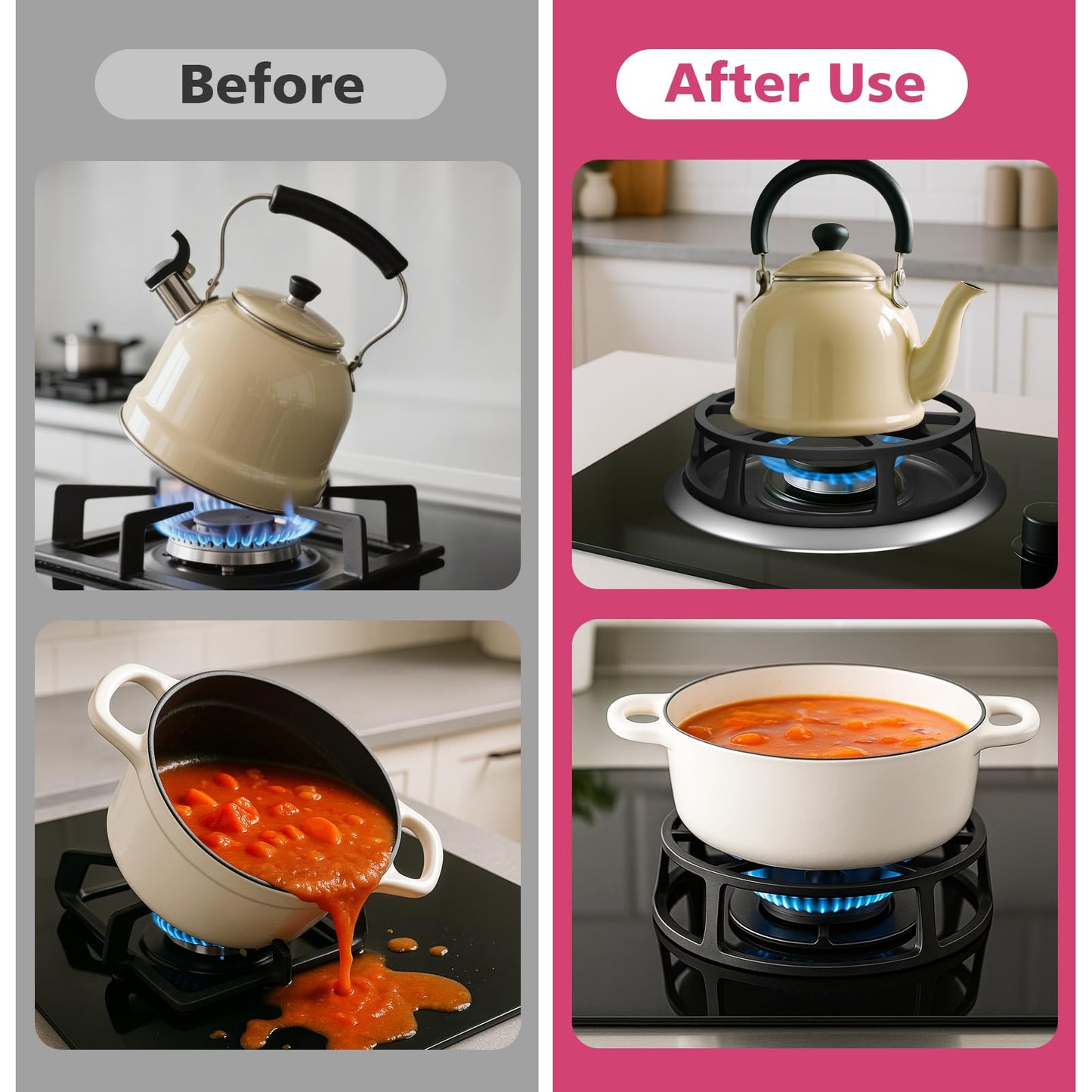 Heavy-Duty Cast Iron Heat Diffuser for Gas Stove, Flame Tamer Simmer Plate with Matte Non-Slip Surface for Even Heat & Temperature Control