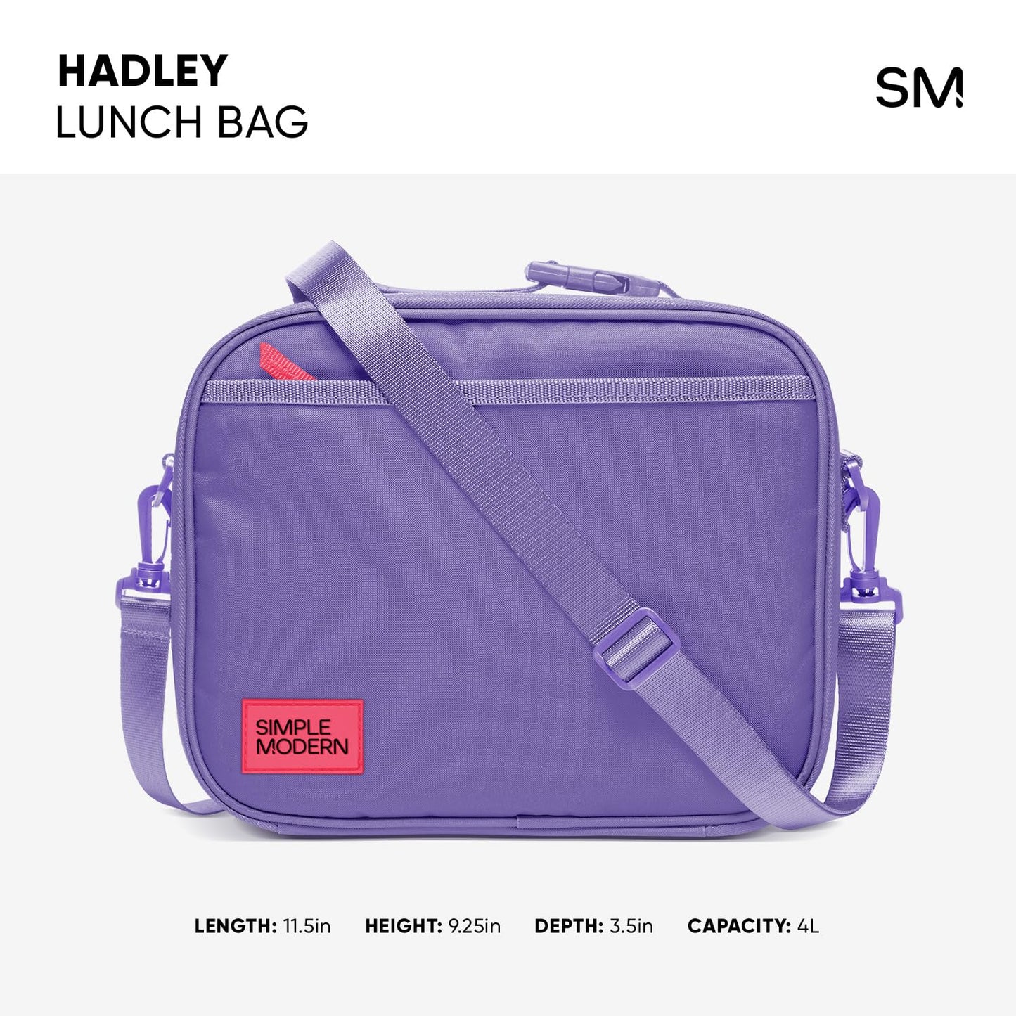 Simple Modern Hadley with Shoulder Strap | Lunch Box for Kids, Teens, and Adults | Insulated Bag for Girls, Boys, Women, Men | Meal Containers with Exterior and Interior Pockets | Purple Rain