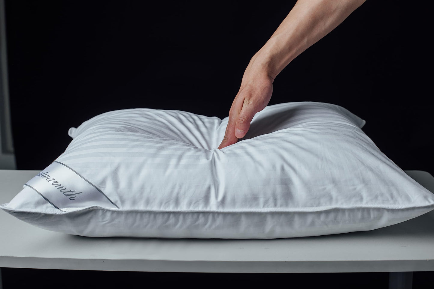 Eastwarmth Goose Down Feather Soft Pillows One Pillow 100% Cotton Supportive Bed Pillow Stripe White Color Standard Size 20x26 inch
