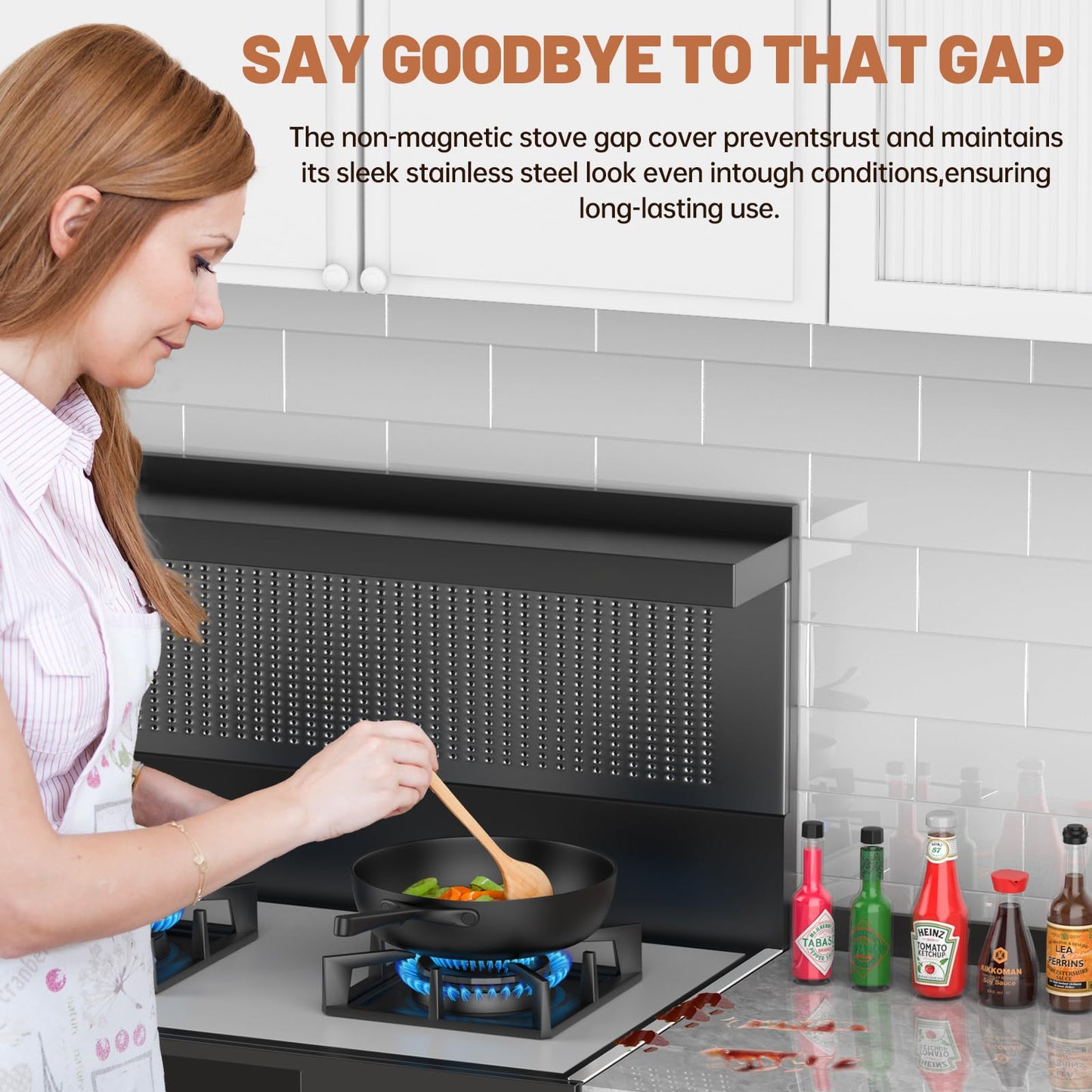 MOFINO Stove Gap Covers 316 Stainless Steel,2 Pack 23.2" Stove Gap Filler,Heat Resistant Stove Gap Guards,Between Stove and Counter Slide In Range Trim Kit for Kitchen,Upgrade Silver