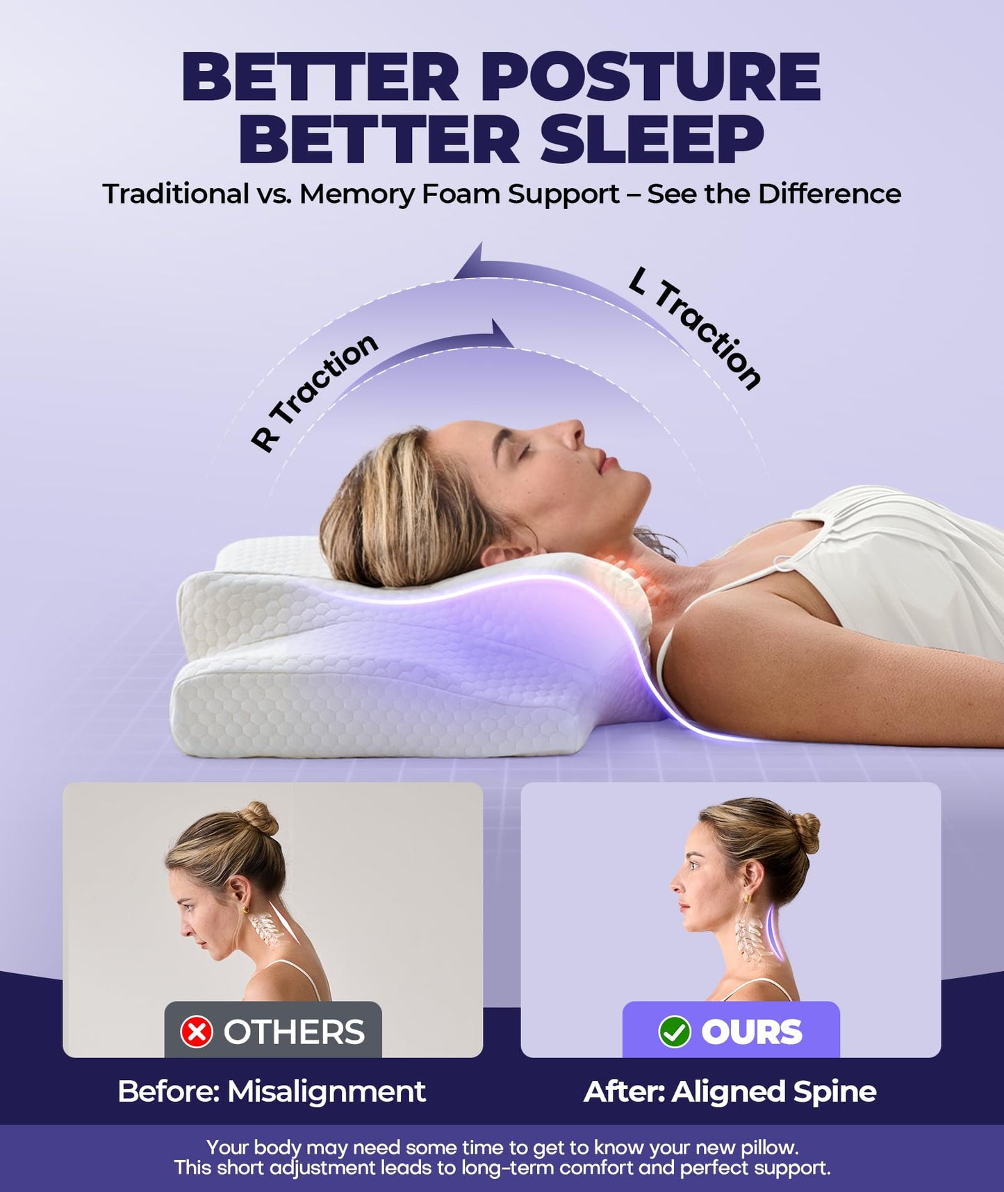 Emircey Clinical-Level Relief Cervical Neck Pillow for Sleeping, Orthopedic Contour Memory Foam Pillow for Side Sleepers,Cooling Reading Pillow Neck Relief, Ergonomic Back Stomach Sleepers,Light Grey