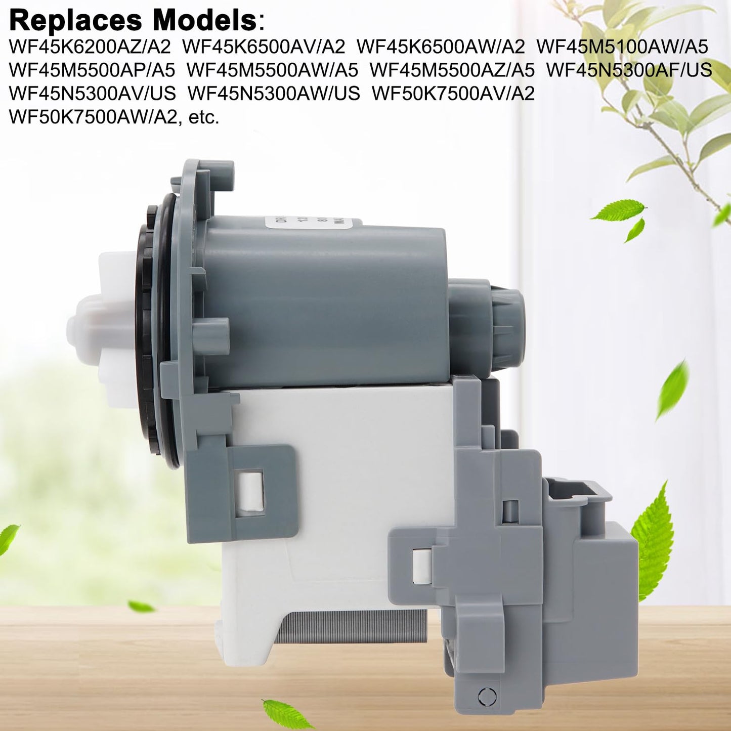 Washer Drain Pump Motor by SupHomie - Replacement For Samsung WF45K6200AZ/A2 WF45K6500AV/A2 WF45K6500AW/A2 WF45M5500AW/A5 WF45N5300AF/US WF45H6300AG/A2 (ONLY MOTOR)