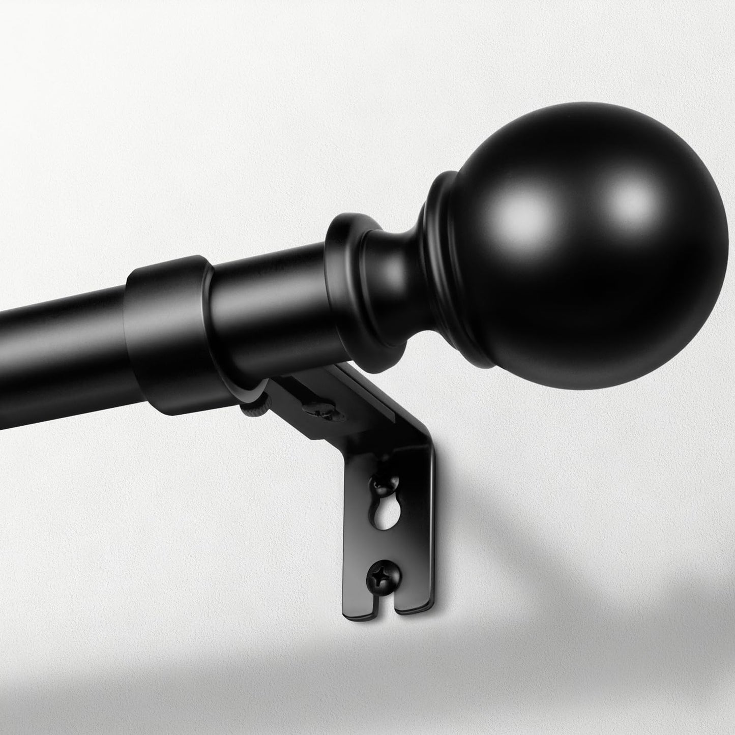 Zeerobee Curtain Rods for Windows 66 to 120, 1 Inch Adjustable Heavy Duty Black Curtain Rod, Outdoor Indoor Room Divider Modern Drapery Pole, 66-120"