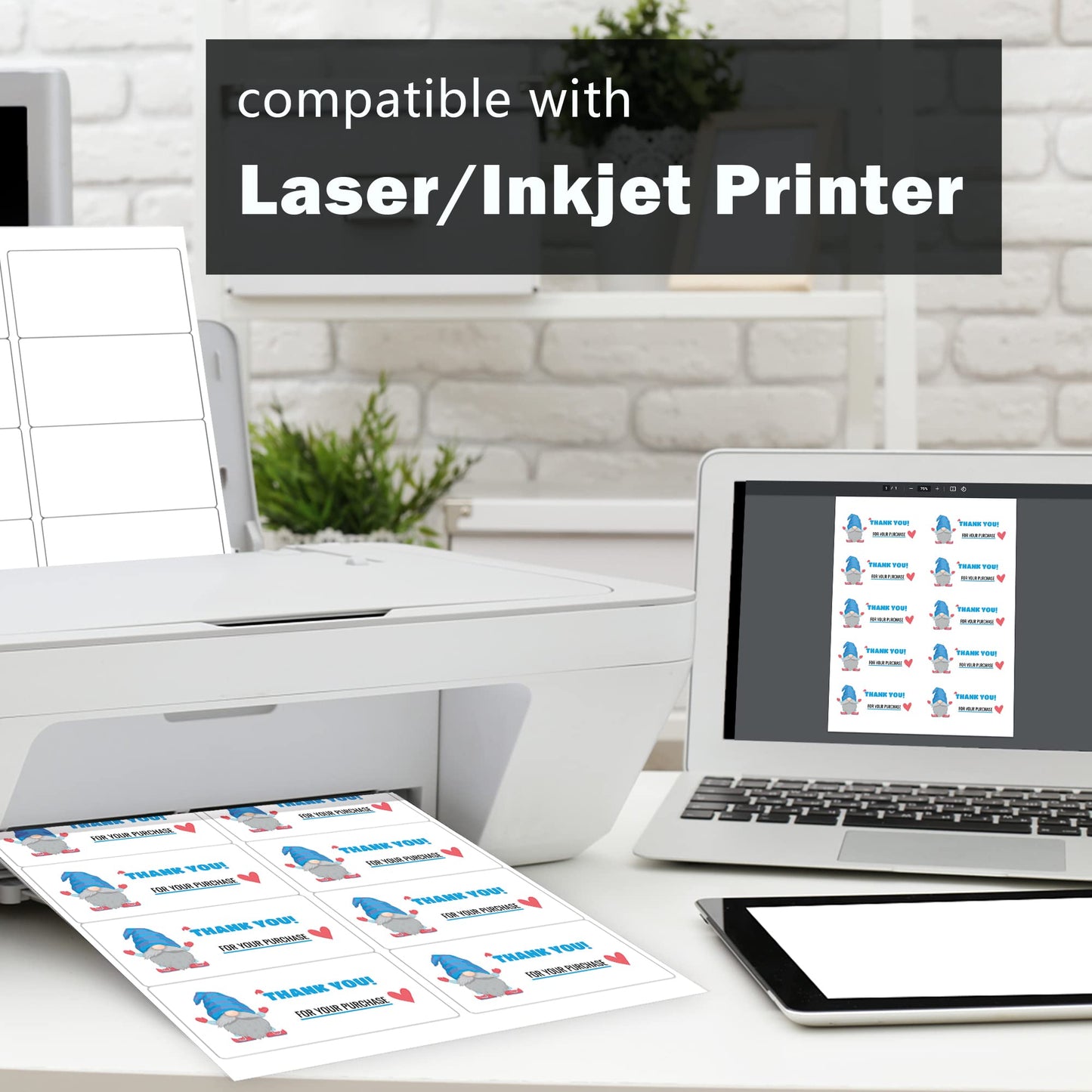 HokLoindustry 2" x 4" Mailing Labels,5000 Address Labels(500 Sheets),Printable White Shipping Labels for Laser/Inkjet Printer,Permanent Adhesive Sticker Labels