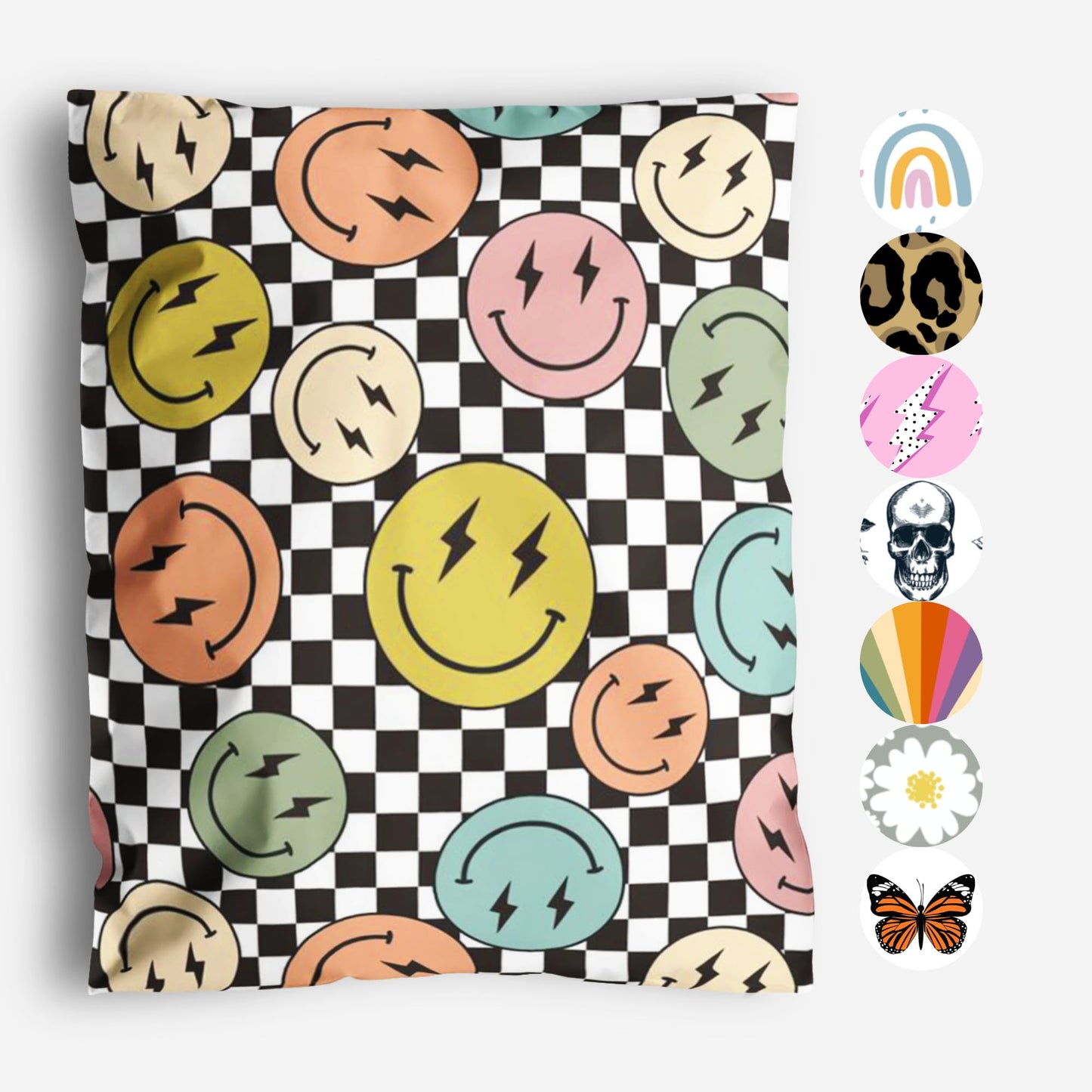 14x19 Poly Mailers – Smiles Checkerboard – Waterproof, Tear-Resistant Shipping Bags with Adhesive Seal – 100 Pack – Package Mint