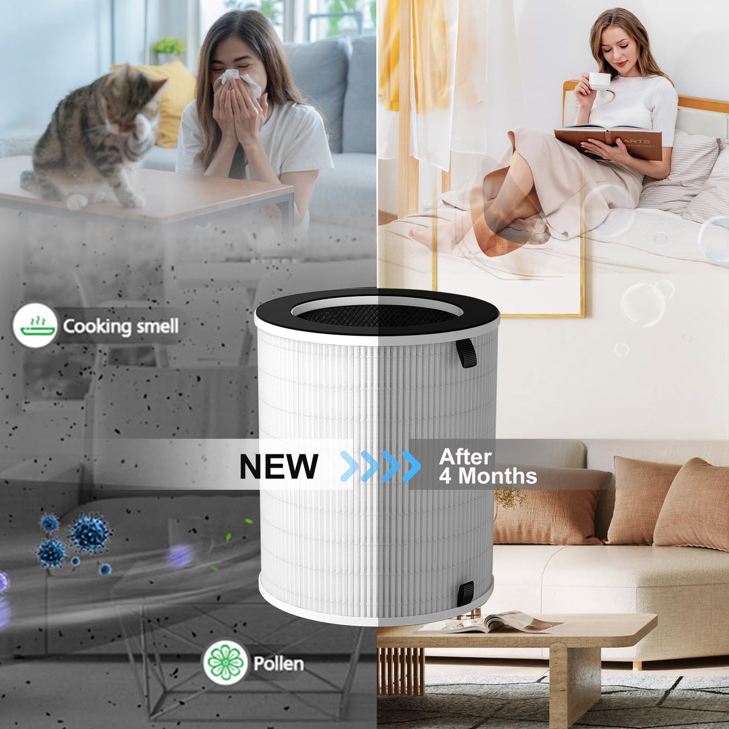 Luripid 2 Pack Max HEPA Replacement Filter Compatible with Afloia MAX/MAGE/MAGE PRO and Sans/Air-Honati/Compass Home Smart/Taylor Swoden/Cuckoo CAC-J1510FW/Rosewill RHAP-20001/20002