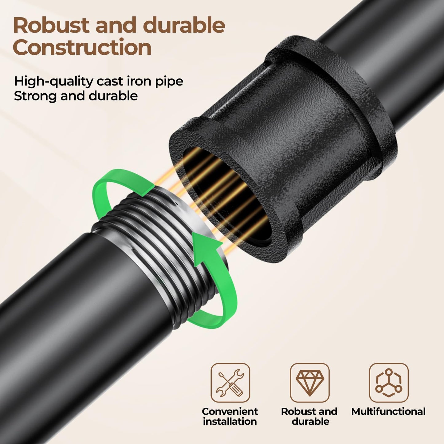 Abiglifty Wall Mounted Clothes Rack 38.4 Inch, 2 Pack Industrial Pipe Clothing Rack, Black Wall Clothing Rack, Multi-Purpose Clothing Hanging Rod for Closet