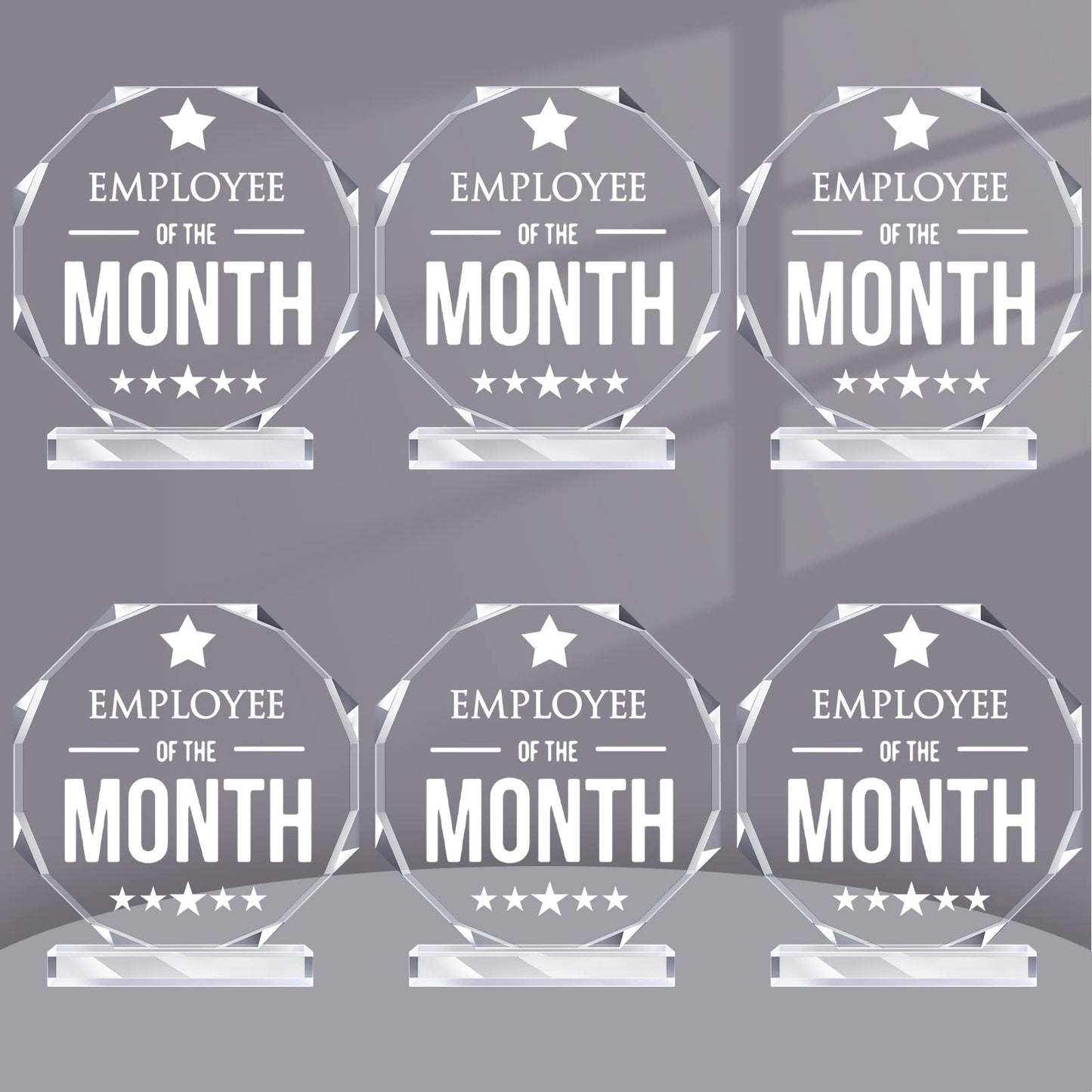 Roowest 6 Pcs Employee of The Month Plaque Employee Appreciation Gifts Inspirational Acrylic Plaque Award Keepsake Reward for Teacher Nurse Coworkers Colleague Volunteer Office Supplies