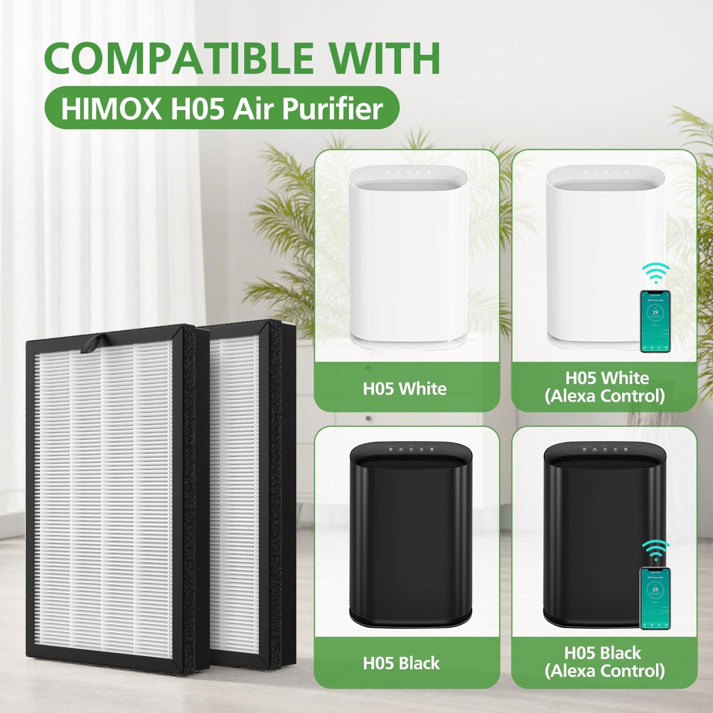 2 Pack H05 Replacement Filter, Compatible with HIMOX H05 Air Puri fier,HEPA Filter (Not Fit HIMOX H04)