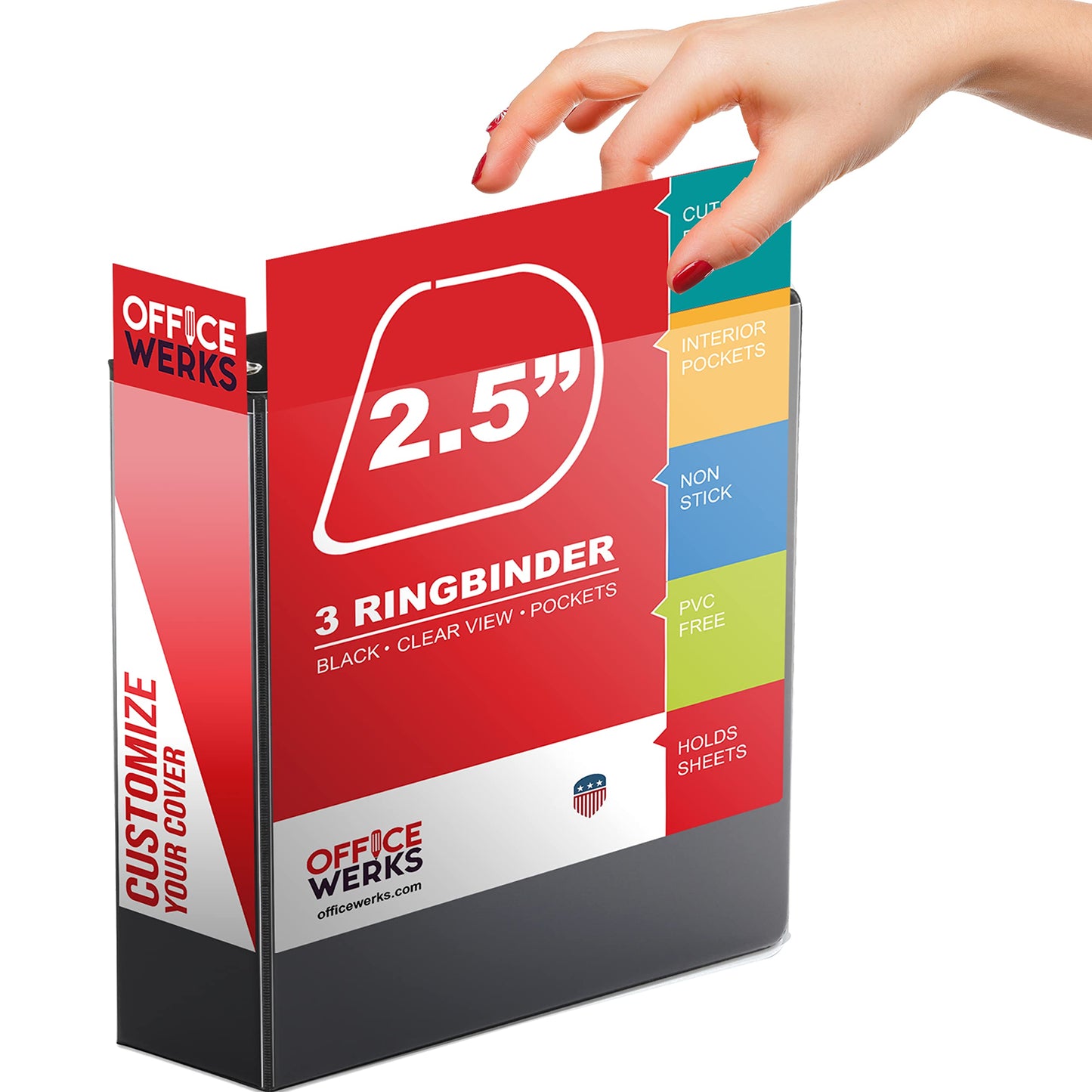 Performore 3 Ring Binder, Professional Angle D 2.5 Inch, Presentation Folder for Standard Pages 8.5 x 11 with Pockets, Crystal Clear View Black Binder (4 Pack)