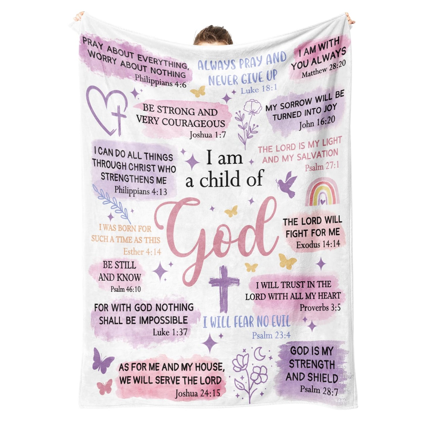 Encoink Baptism Gifts for Girl, I Am a Child of God Blanket, Teen Girl Gifts Trendy Stuff, Christian Birthday Gifts for Teen Girls, Women Confirmation & First Communion Gifts for Girls(50 * 60)