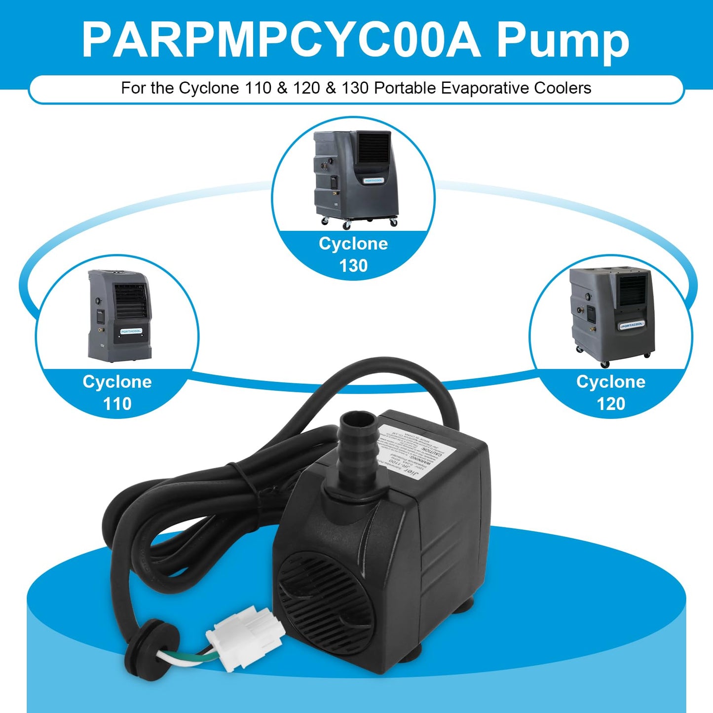 PARPMPCYC00A Replacement Water Pump for Cyclone 110 &120 &130 Portable Evaporative Coolers – Compatible Evaporative Cooler Accessory Pump