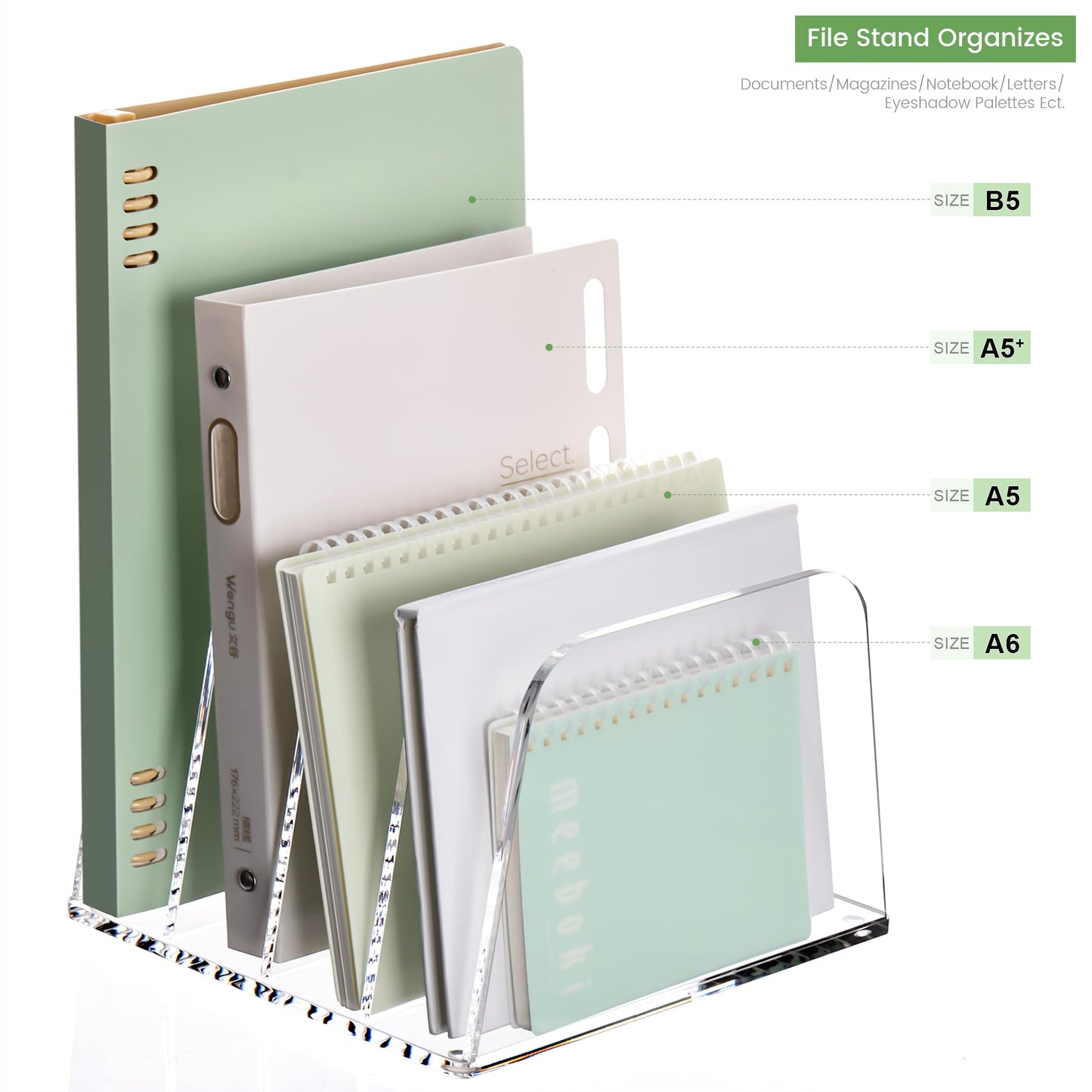 YUXUN Desk File Organizer,4-Section Clear Acrylic Desk Organizer,Vertical File Sorter Holder Organization for Office School & Classroom