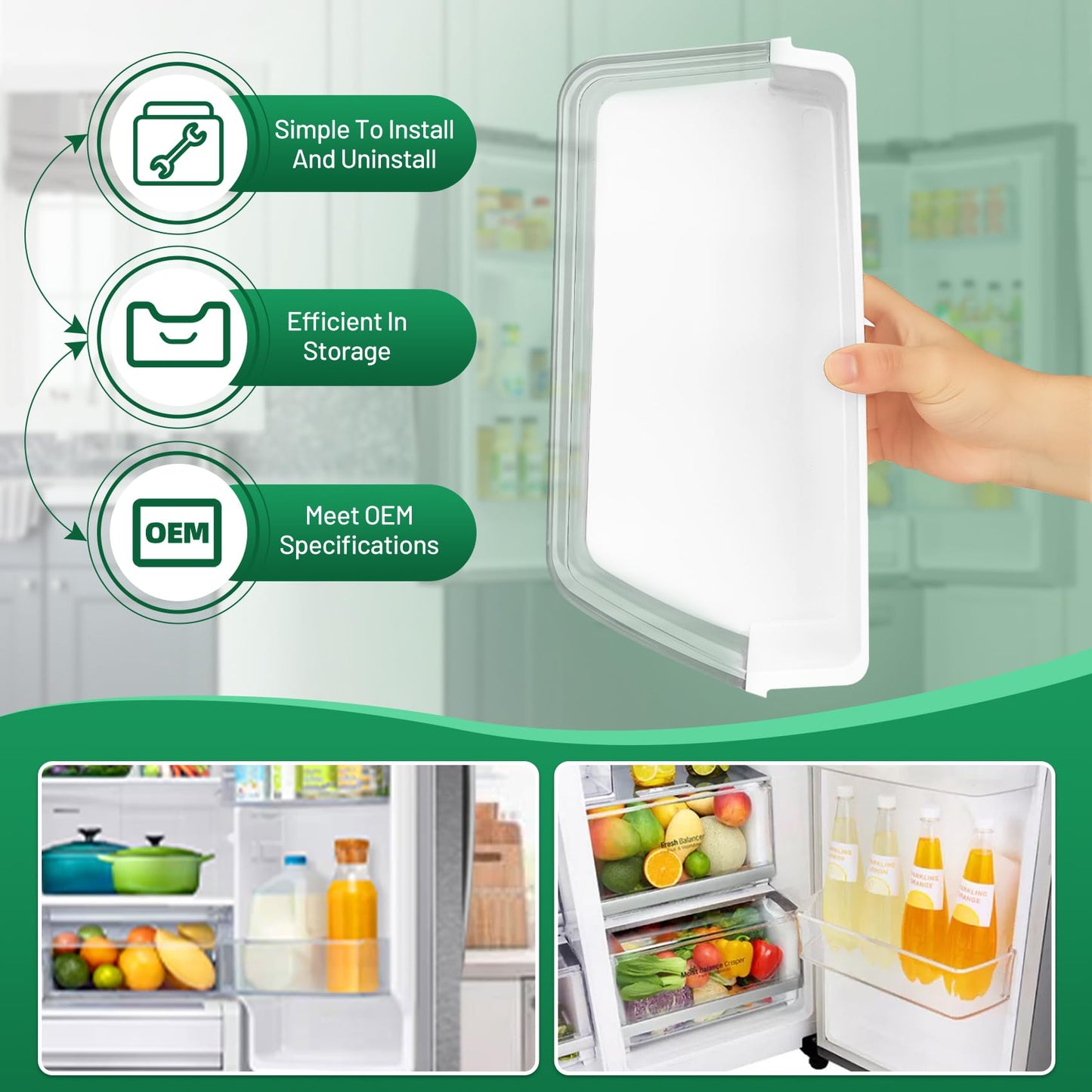 𝑵𝒆𝒘 DA63-08688A Refrigerator Door Bin, Refrigerator Door Shelf Right（1 Pack）,Fit for Samsung Door Bin RF265BEAESR RF265BEAESG RF262BEAESR, with Soda Can Organizer, Replacement for DA97-17255A