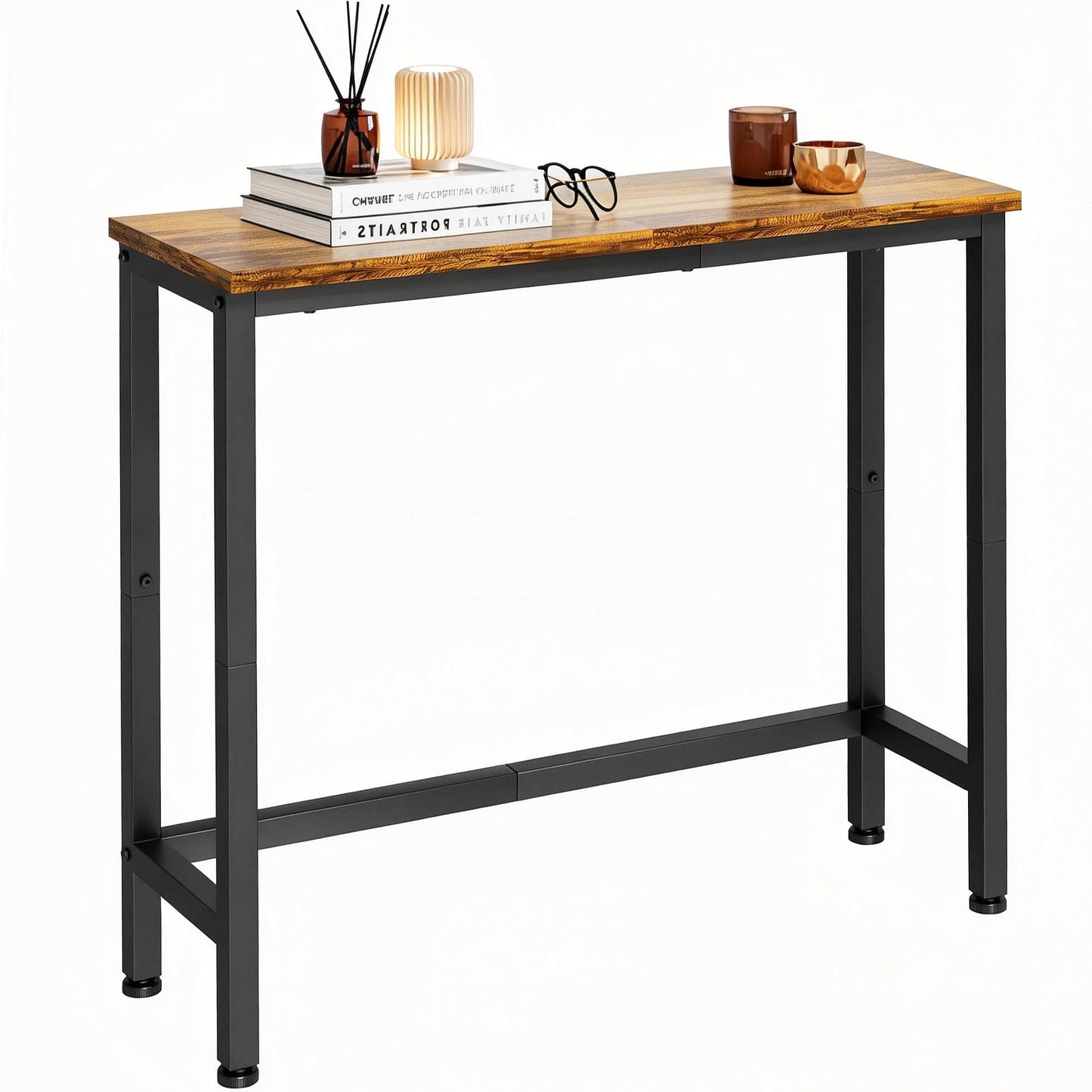 flevra 29.5 Inch Narrow Console Table, Small Entryway Table with Metal Frame, Skinny Sofa Table for Living Room Hallway Bedroom Foyer, Slim Hallway Shelf, Modern Entryway Furniture, Rustic Brown