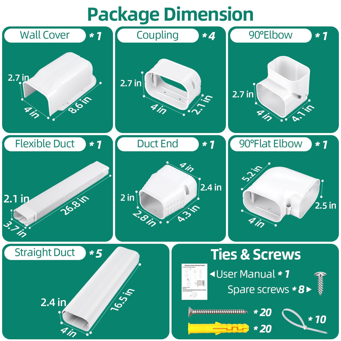 Mini Split Line Set Cover: 4″ W 10 Ft Decorative PVC LineSet Cover for Mini Split Air Conditioner, HVAC, Central AC & Heat Pump Systems, Perfect for Outside Use