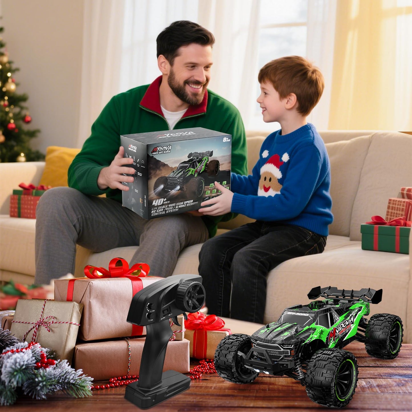 1:14 Scale Fast RC Cars for Adults, 40+KPH High Speed Remote Control Car RC Truggy, 4x4 Off-Road Remote Control Truck, All Terrain Waterproof Electric Car for Snow, Sand, Beach with 2 x 2S Batteries