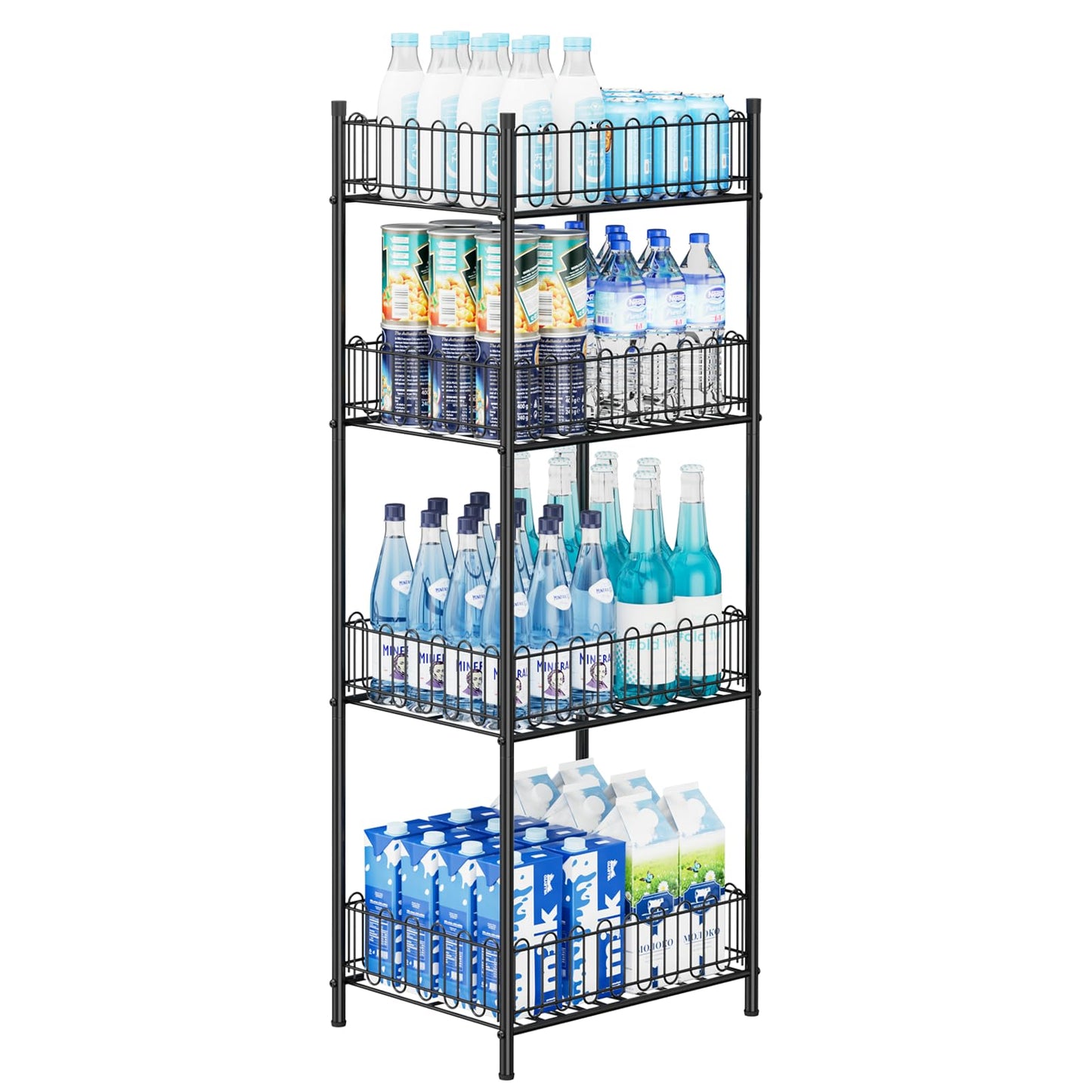 OYEAL Water Bottle Storage Holder 4 Tier Can Organizer for Pantry, Large Capacity Soda Can Organizer for Kitchen Party Organizers and Storage, Tumbler Mug Cup Holders