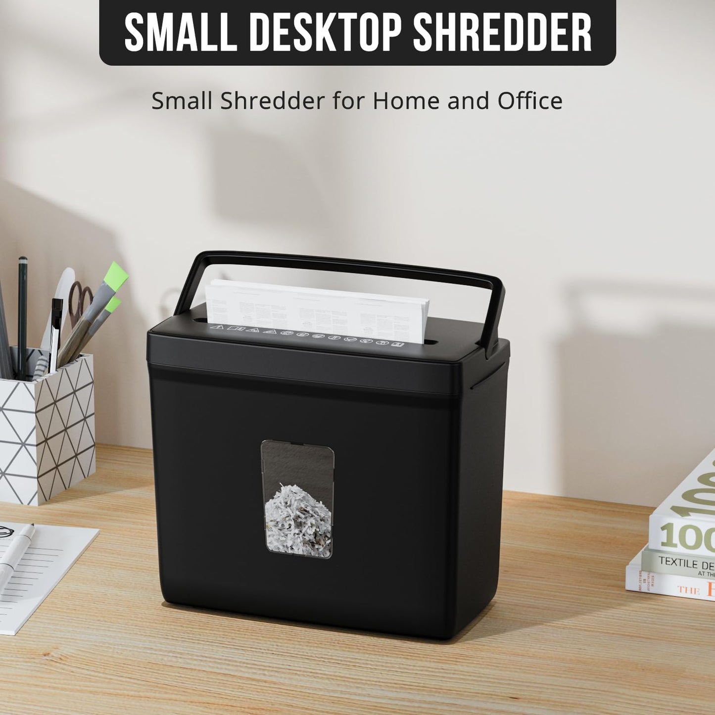 Suntiko Paper Shredder for Home Use,5 Sheets Small Cross Cut Paper Shredder,P-4 Security Level with 2.38-Gallon Basket, 4-Mode Design-Durable & Fast and Jam Proof for Home Office Utilization