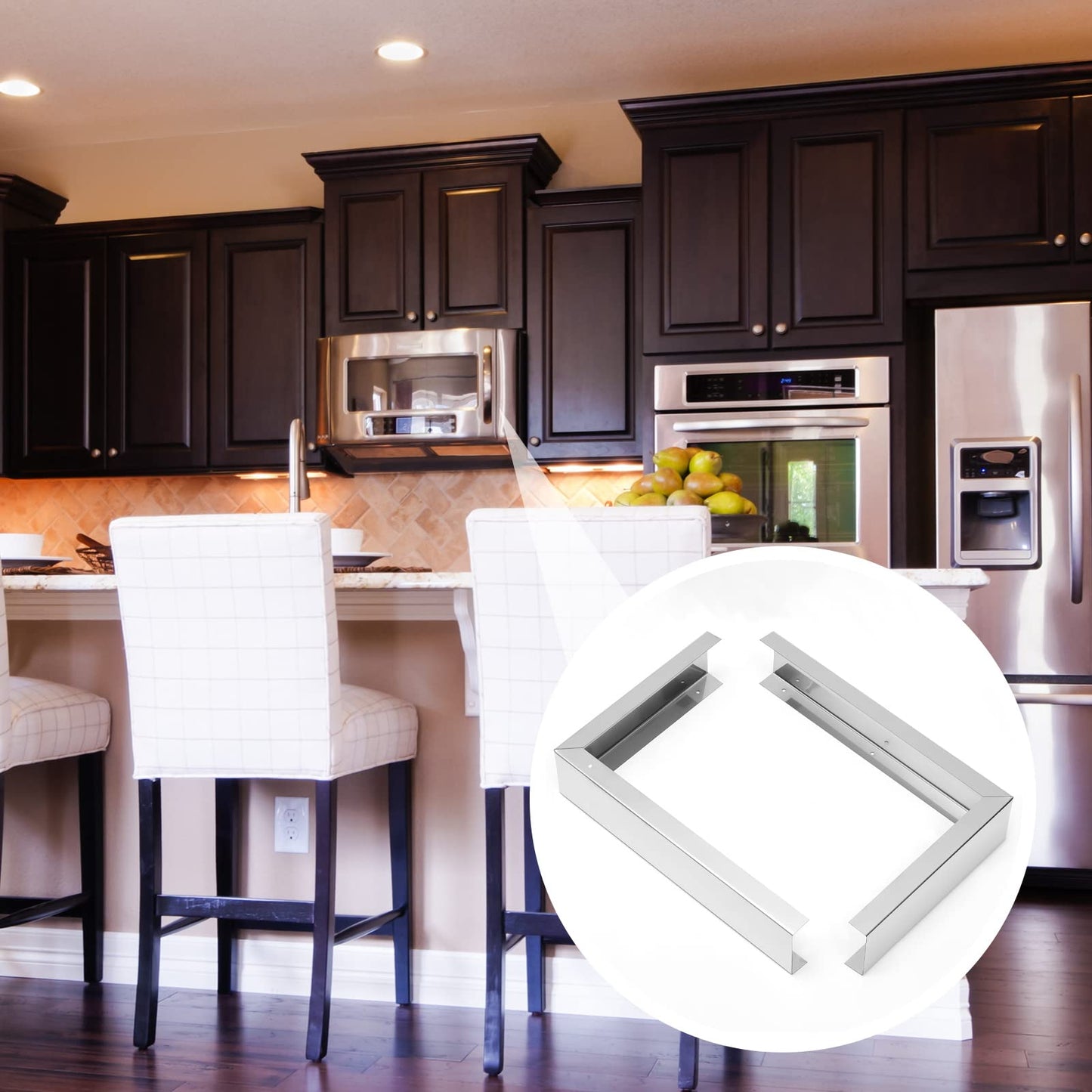 2 Pieces Stainless Steel Microwave Trim Kit 3'' Wide Built in Microwave Side Panel Filler Kit for Range Kitchen Countertop Oven with Screws 15.75" H x 11" D(Silver)