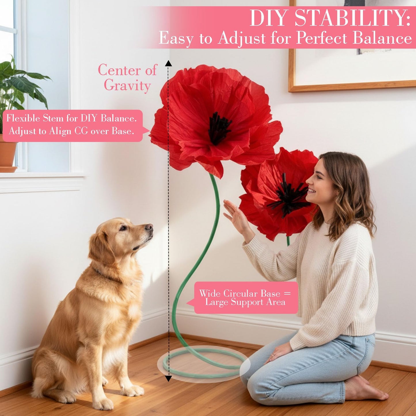 Maysing 3 Pcs 5ft Large Paper Red Poppy Flowers Halloween Giant Artificial Poppies Standing Huge Handcrafted Poppy Flowers Wicked Party Decoration for Garden Hotel Office Wicked Birthday Party Wedding