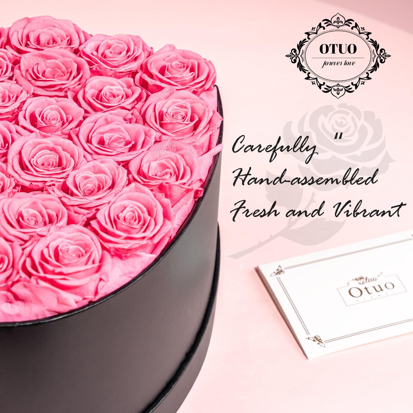 Otuo 27 Preserved Roses in Heart-Shaped Box, Flowers for Delivery Prime Last up 2 Years, Real Forever Flowers for Wife, Girlfriend, Mother, Eternal Roses for Anniversary - Pink