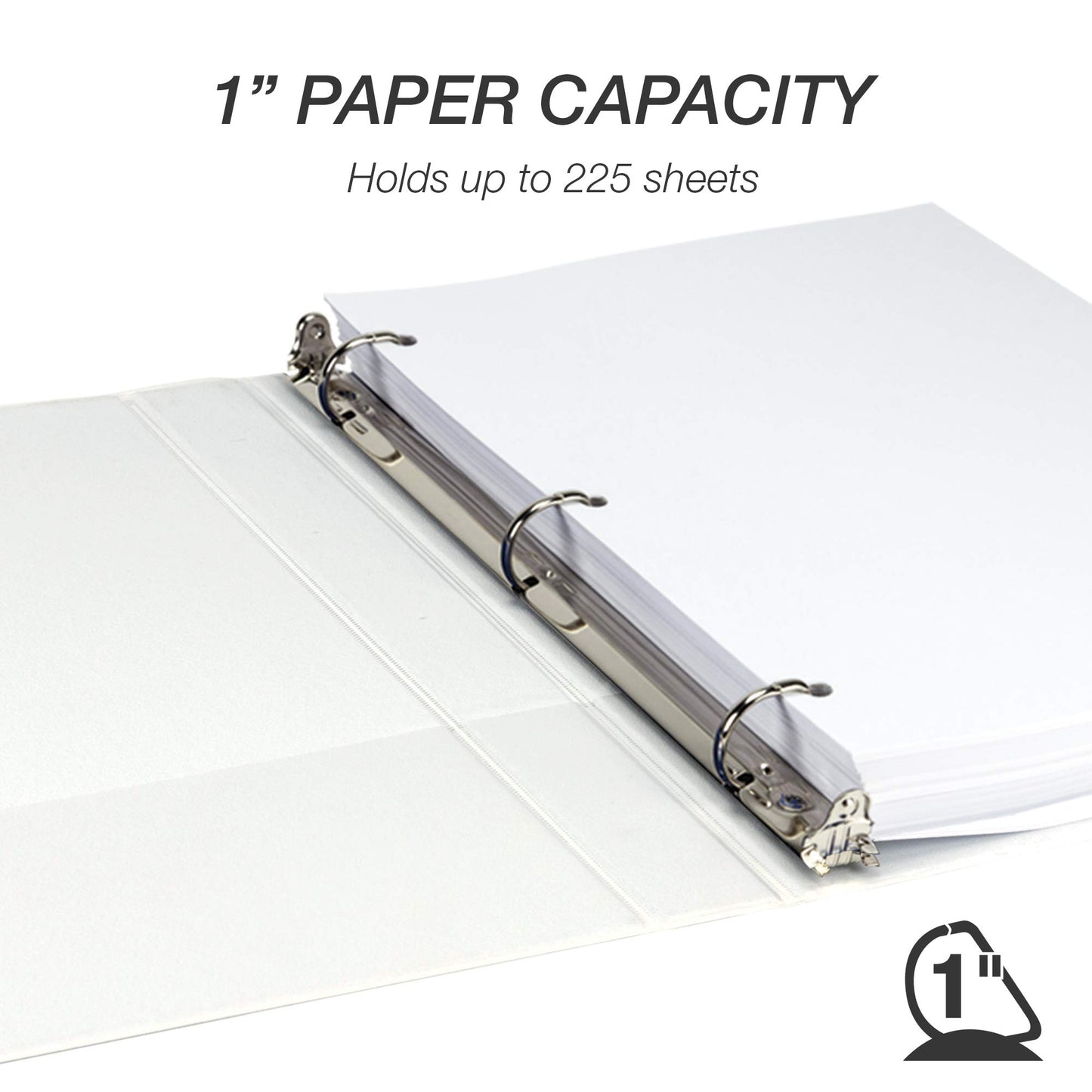 Samsill Durable 1 inch 3 Ring Binder, D Ring Binder, 100% Recycled Chipboard, White, 12 Pack