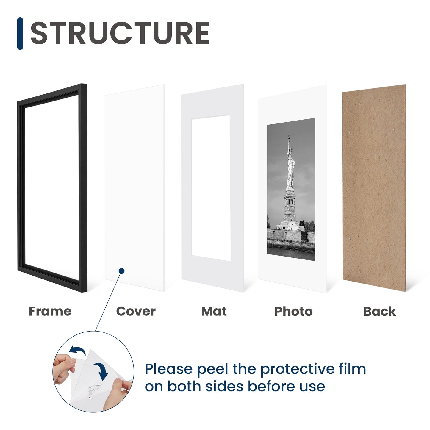ENJOYBASICS 16x20 Picture Frame, Display Poster 11x14 with Mat or 16 x 20 Without Mat, Wall Gallery Photo Frames, Black, 2 Pack