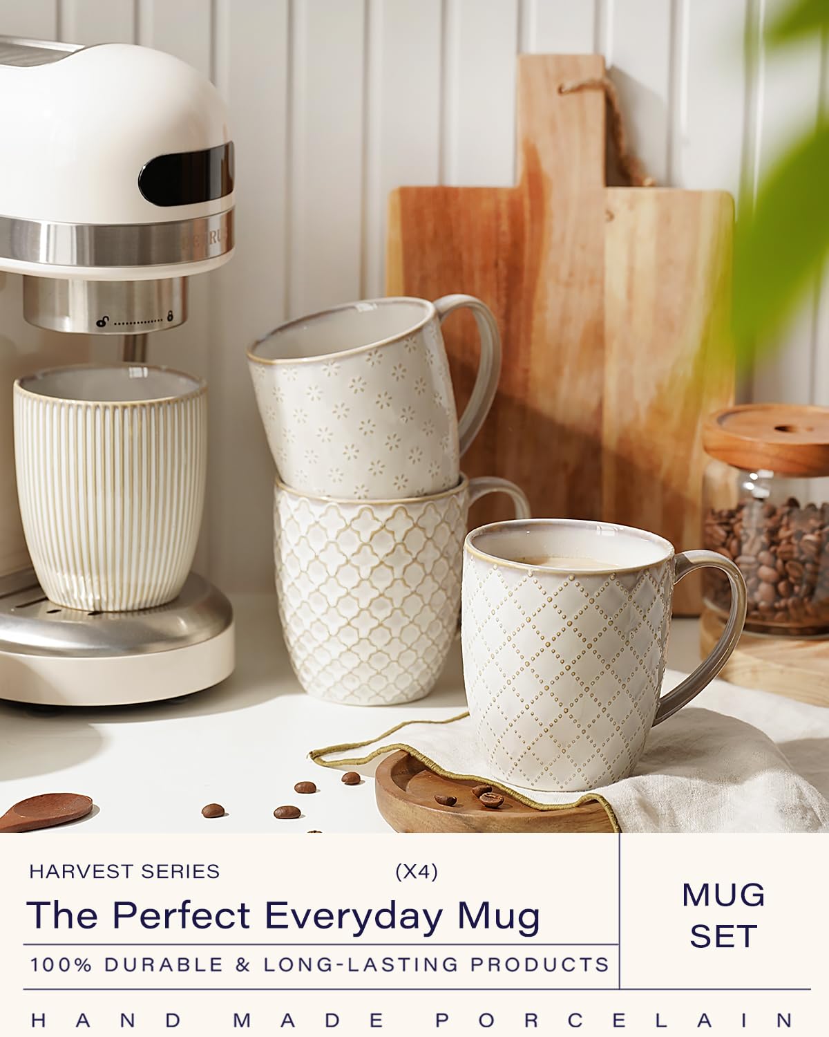 getstar Large Coffee Mugs 18 OZ Set of 4 with Big Handles, Father Day Gifts Ceramic Coffee Mug Microwave and Dishwasher Safe, Coffee Cups Ceramic