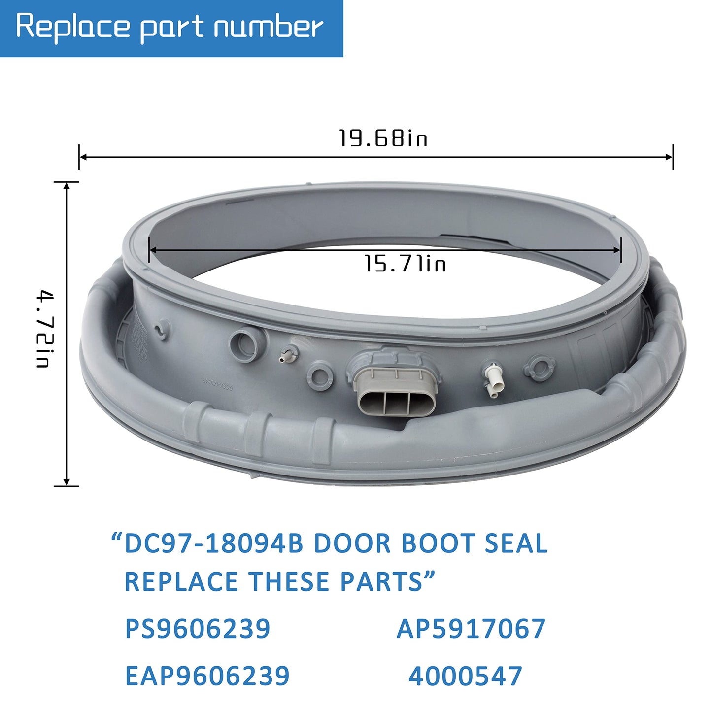 DC97-18094B Washer Door Boot Seal Gasket Fit with Samsung WF42H5000AW/A2-00 WF42H5200AP/A2-00 WF42H5200AW/A2-00 WF42H5200AF/A2-00