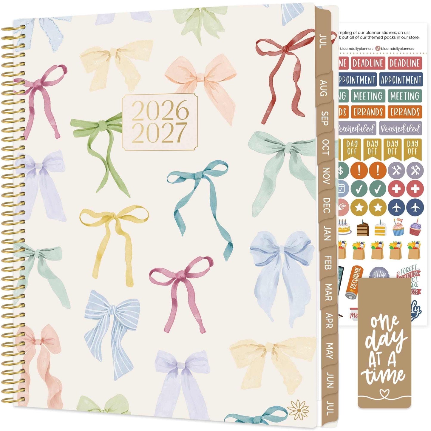 bloom daily planners 2026-2027 Planner (8.5” x 11") 13 Month Academic Year Organizer (July 2026 - July 2027) - Weekly & Monthly Agenda Book with Stickers & Tabs - Bows