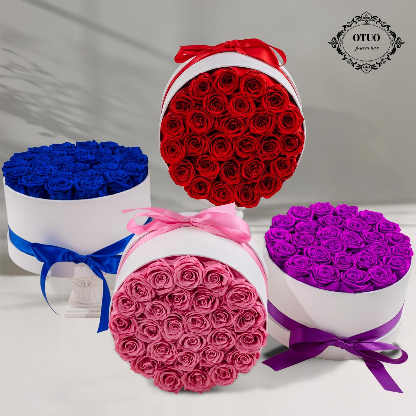 Otuo 27 Piece Preserved Roses in a Box - Forever Flowers for Delivery Prime, Eternal Roses Mothers Gifts for Mom, Valentine's Day, Wife Anniversary Birthday Gifts for Women(Red)