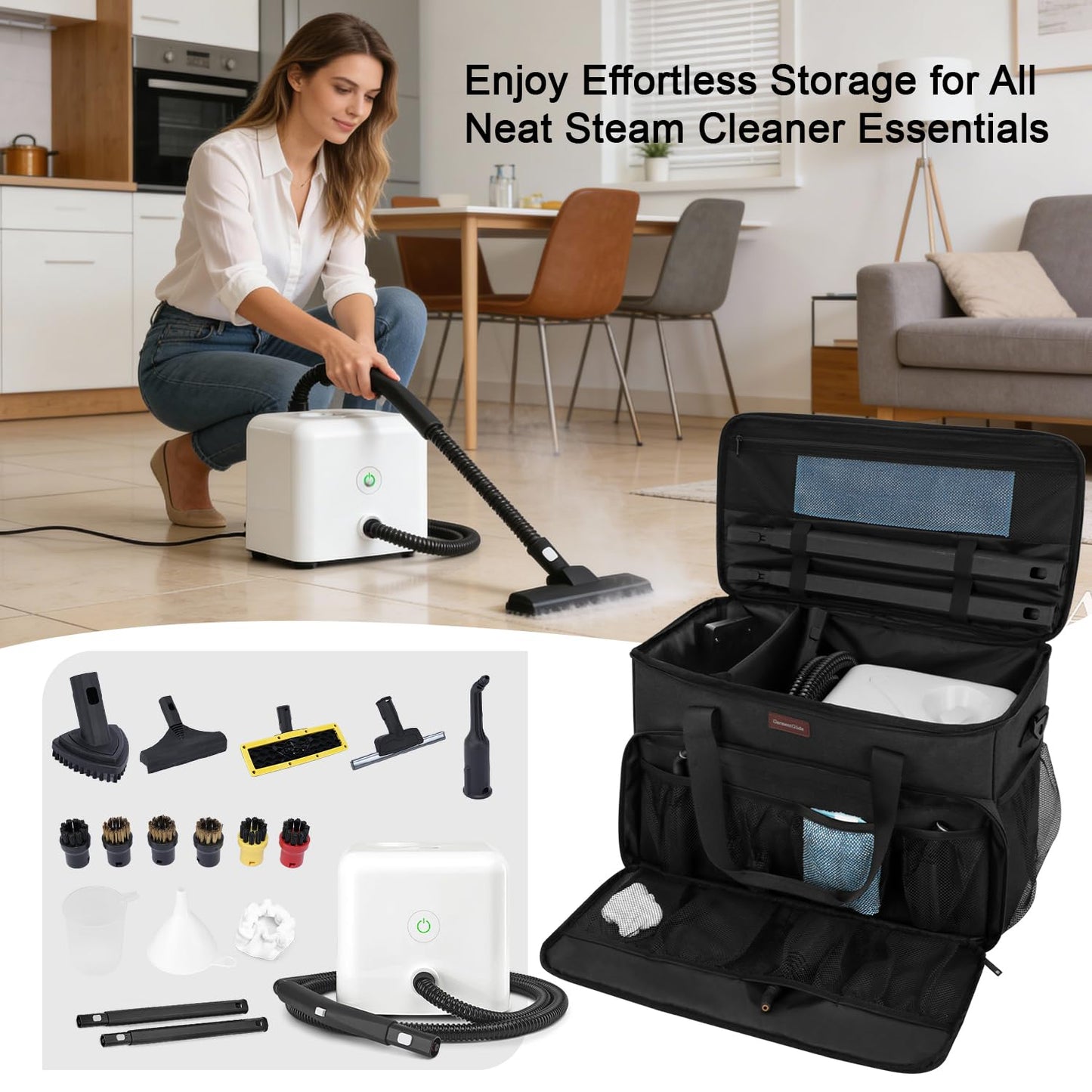 Steam Cleaner Storage Bag Compatible with Dupray Neat & Neat Plus Steam Cleaners, Dupray steam Cleaner Accessories, Portable Carrying Case with Large Capacity&Pockets, Home/Outdoor Organizer, Bag Only