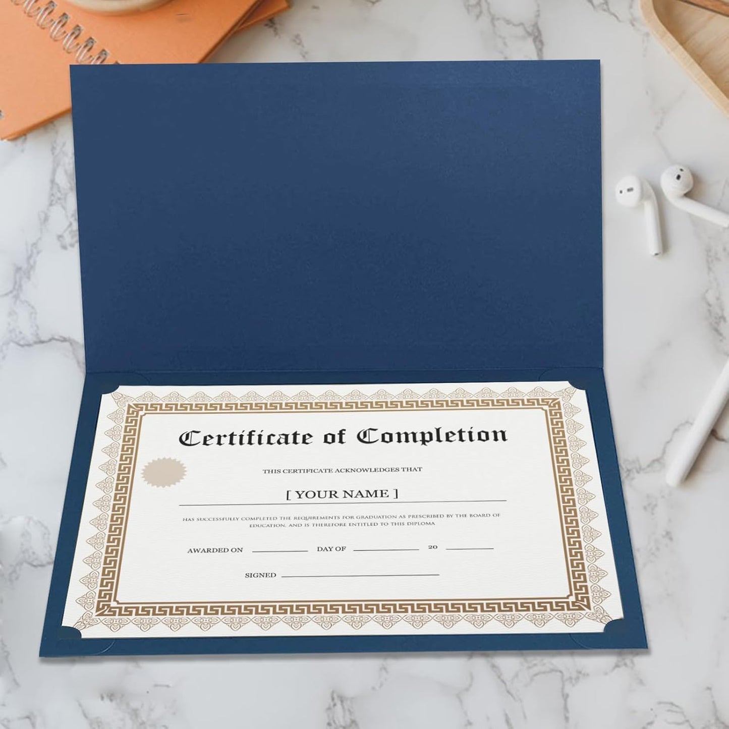 150 Pack Certificate Holders with Gold Foil Border Diploma Covers for Letter Size 8.5x11 Certificates, Awards, Graduation, and Document Papers,Cardstock (Navy Blue)