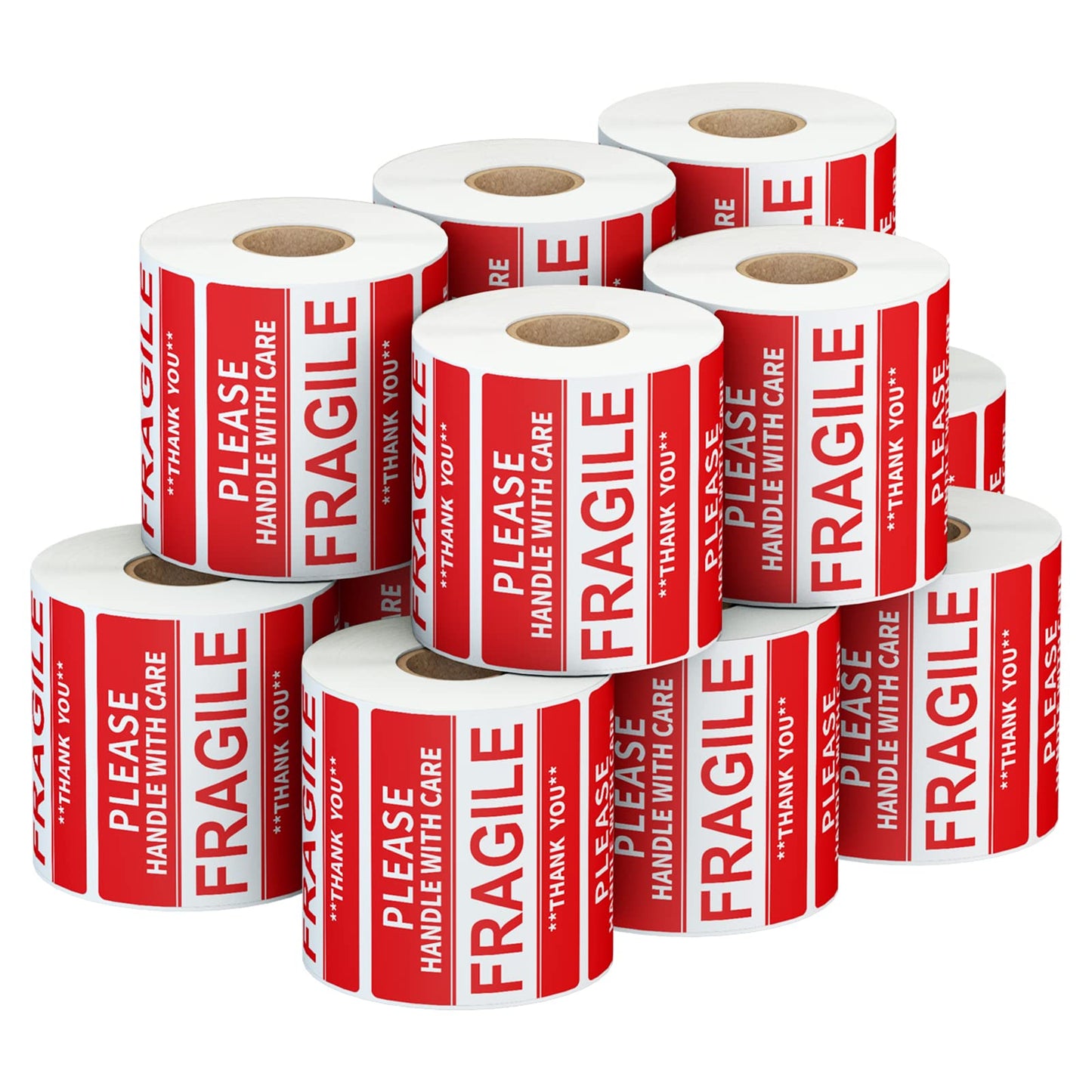 Anylabel 3 x 2 inch Handle with Care Fragile Thank You Warning Packing Shipping Label Stickers Permanent Adhesive (12 Rolls, 6000 Labels)