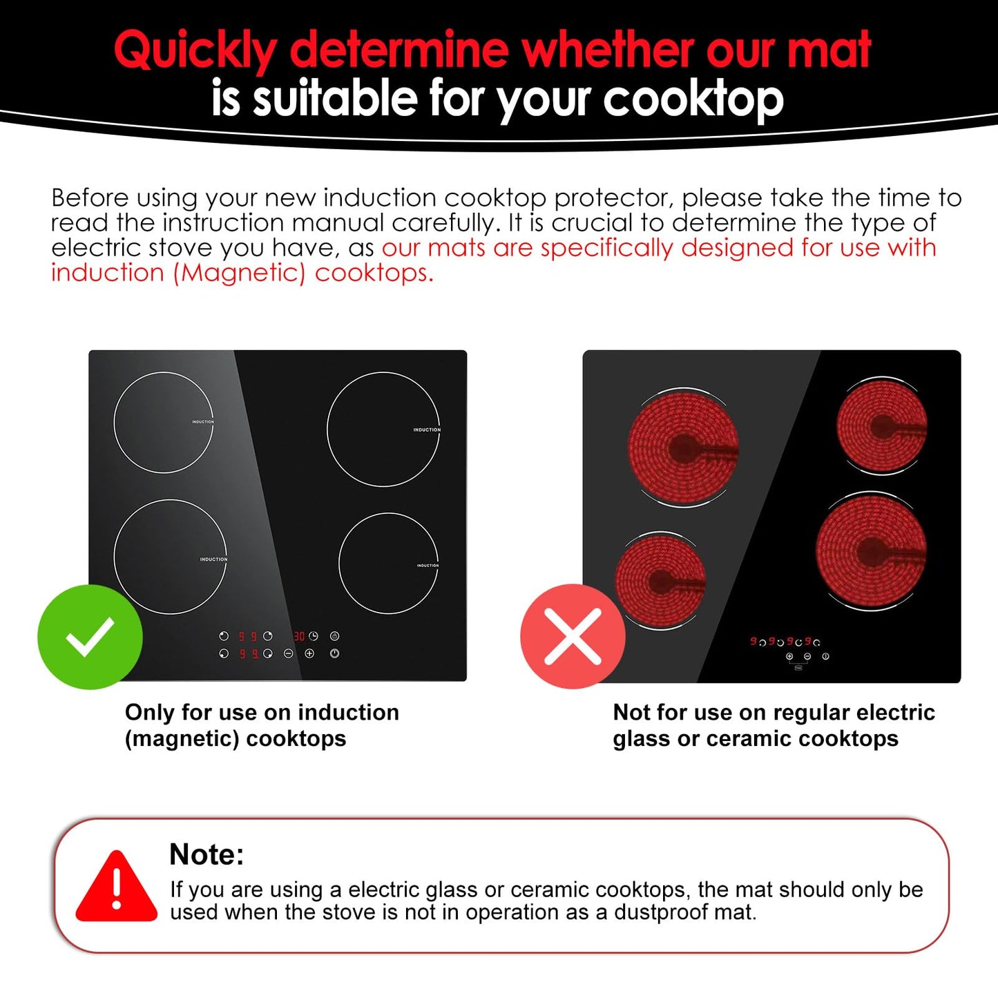 Cook's Aid 5 PCS Silicone Induction Cooktop Protector Cover Mat (Magnetic) | 230°C (450℉) Heat-Resistant Induction Stove Protector | Multifunctional Silicone Mats
