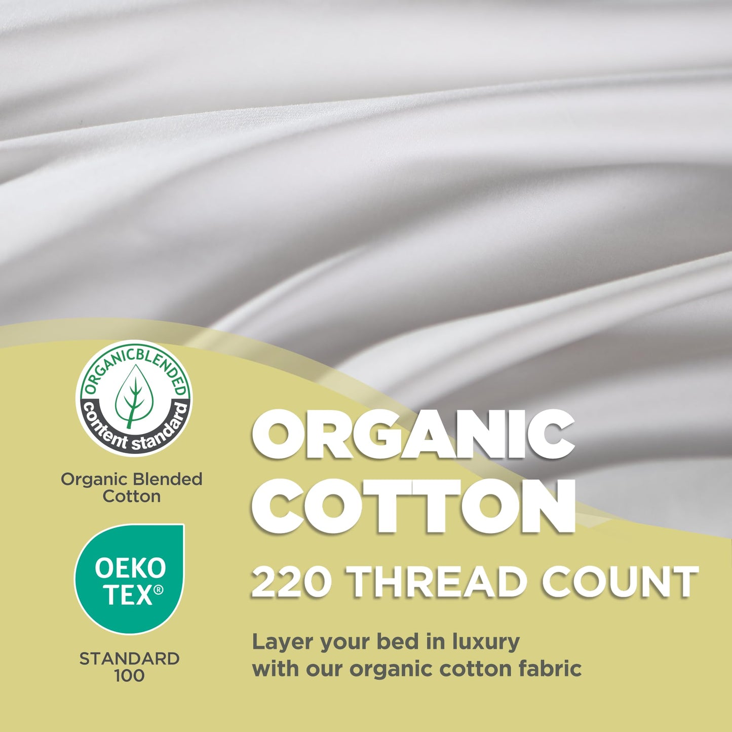 Farm To Home 100% Organic Cotton Cover Pillows Queen/Standard Size Set of 2, Down Alternative Hotel Quality Soft Bed Pillow for Back & Side Sleepers, Machine Washable, 20"x28", White