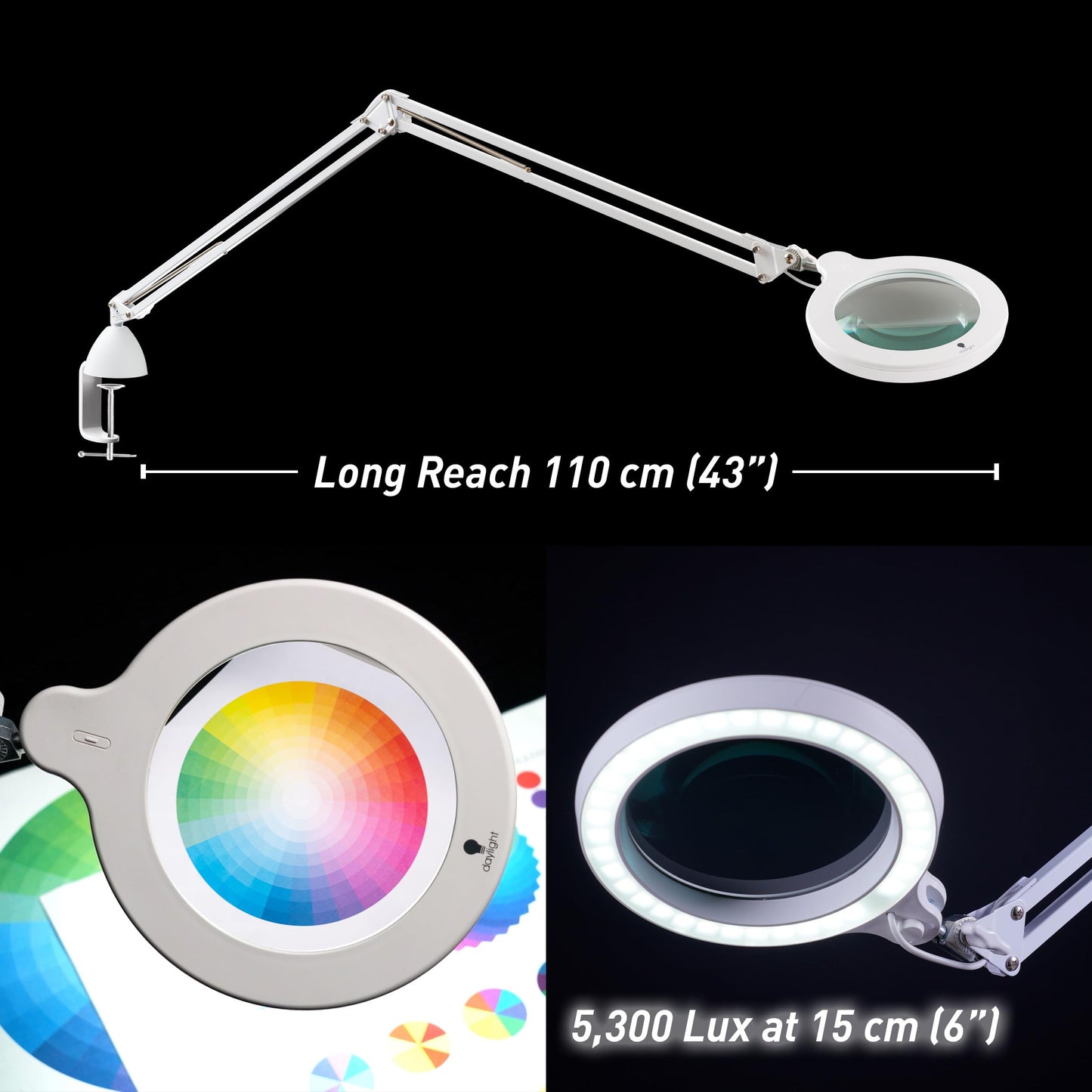 Magnifying Lamp S - Clip On Magnifier Lamp for Nail Salons, Tattoo Artists, Reading & Detailed Work - Dimmable Mag Lamp