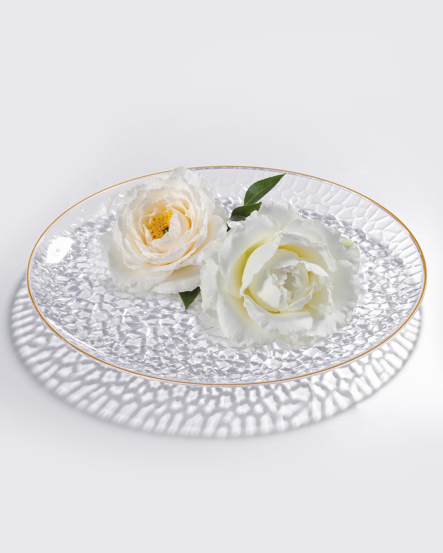 Hioasis 175pcs Clear Gold Plastic Plates - Clear Plastic Dinnerware Set Includes 25 Dinner Plate, 25 Dessert Plate, 25 Cups, 25 Napkins Perfect for Wedding & Party & Wedding
